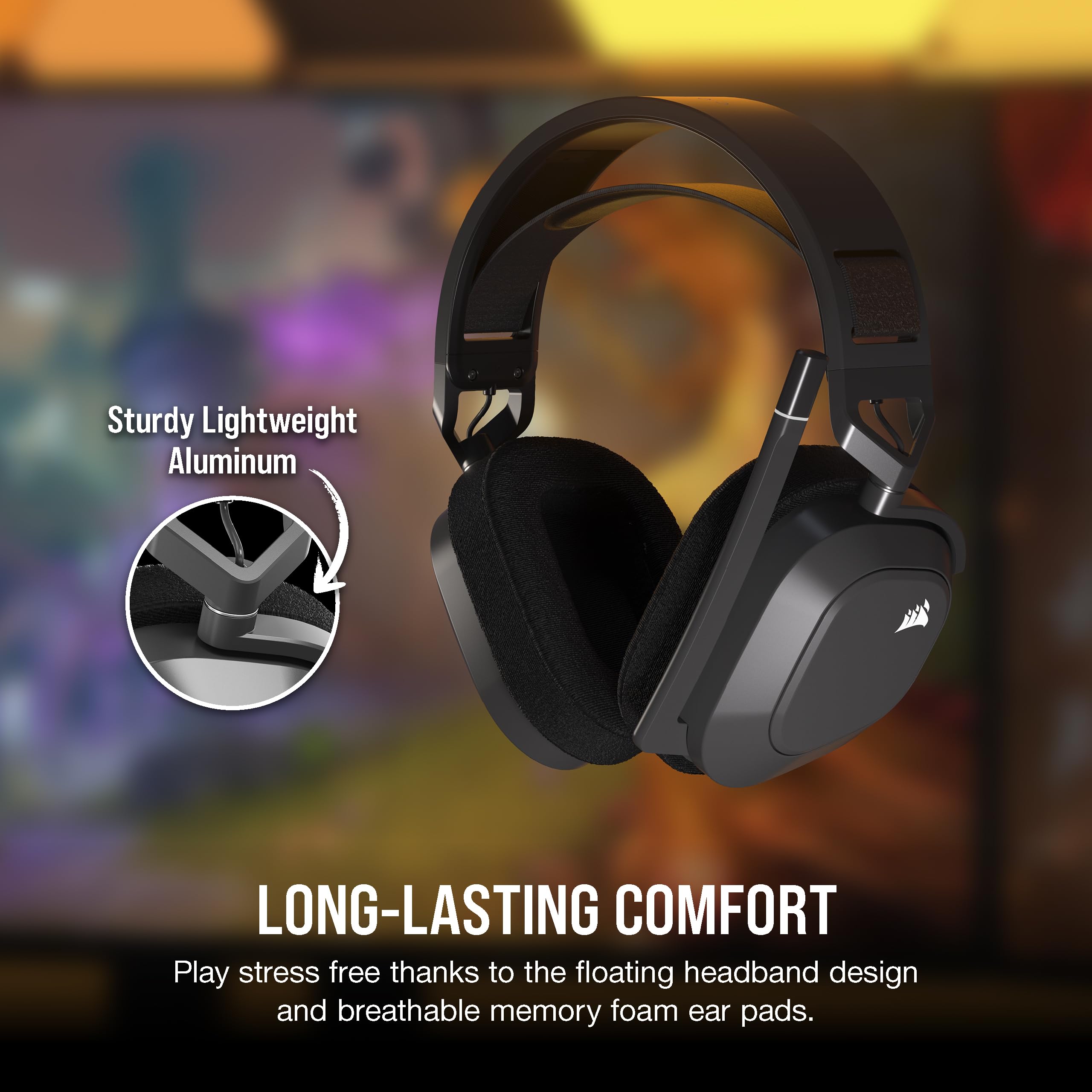 Corsair Hs80 Max Wireless Multiplatform Gaming Headset With Bluetooth - Dolby Atmos - Broadcast Quality Microphone - Icue Compat