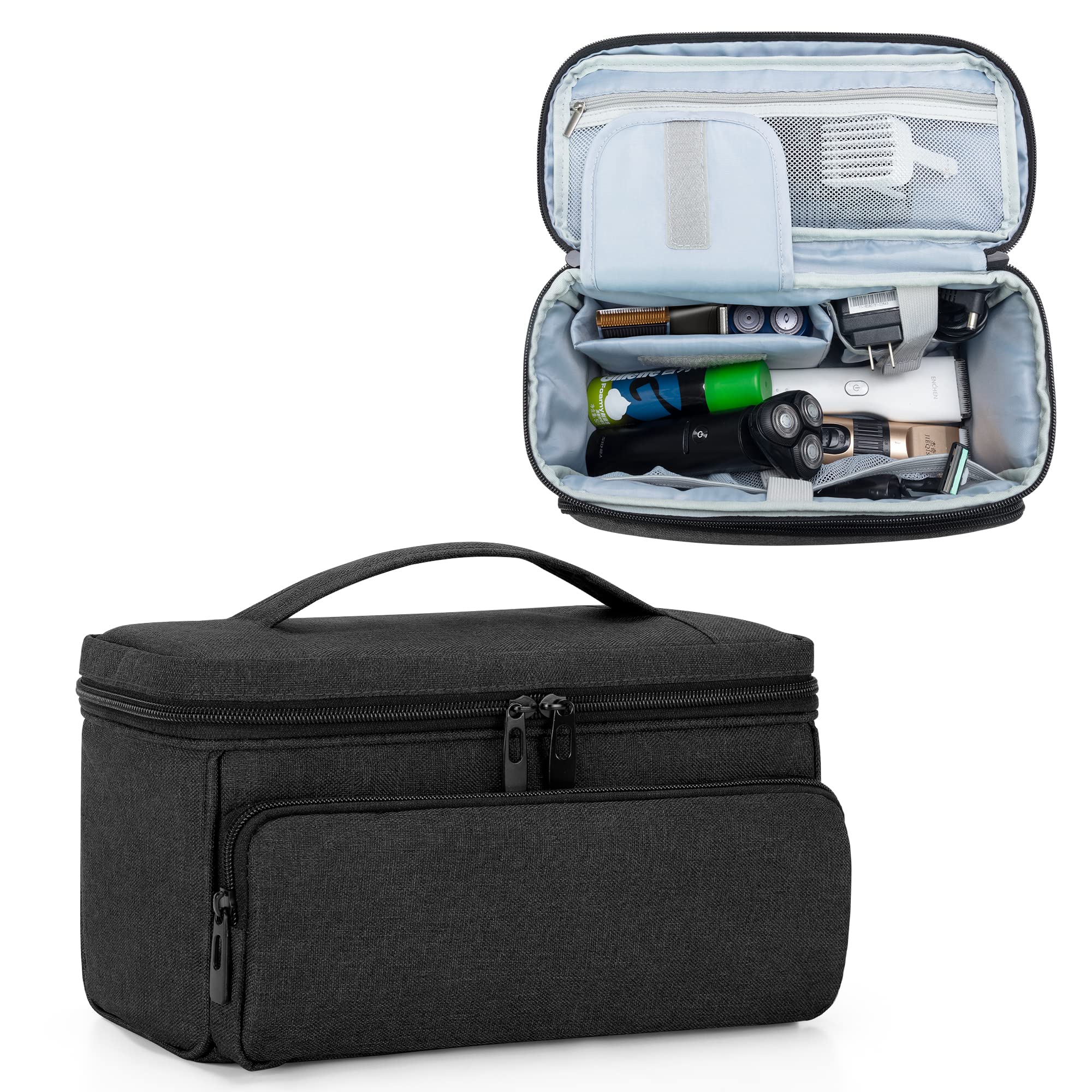 Curmio Barber Bag For Hair Clippers, Men Grooming Travel Case For Electronic Shaver, Hair Trimmer And Hair Cutting Tools, Black,