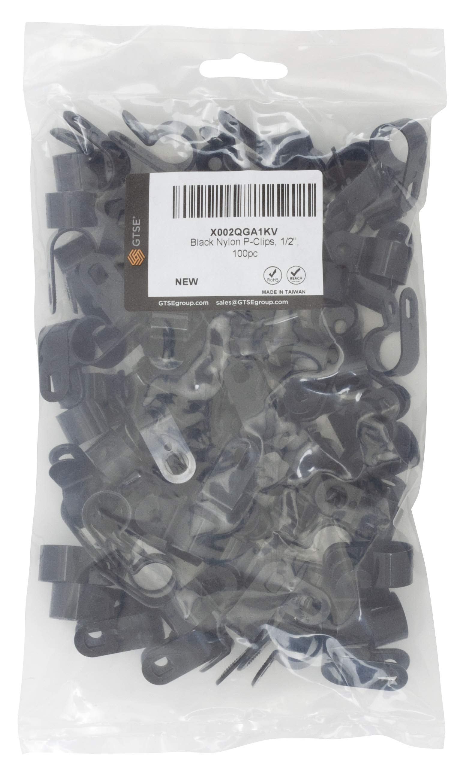 Gtse Black Nylon Plastic Cable Clamps, 1/2'' Screw Mounts For Cable, Rope, Tube Management, 100 Pack