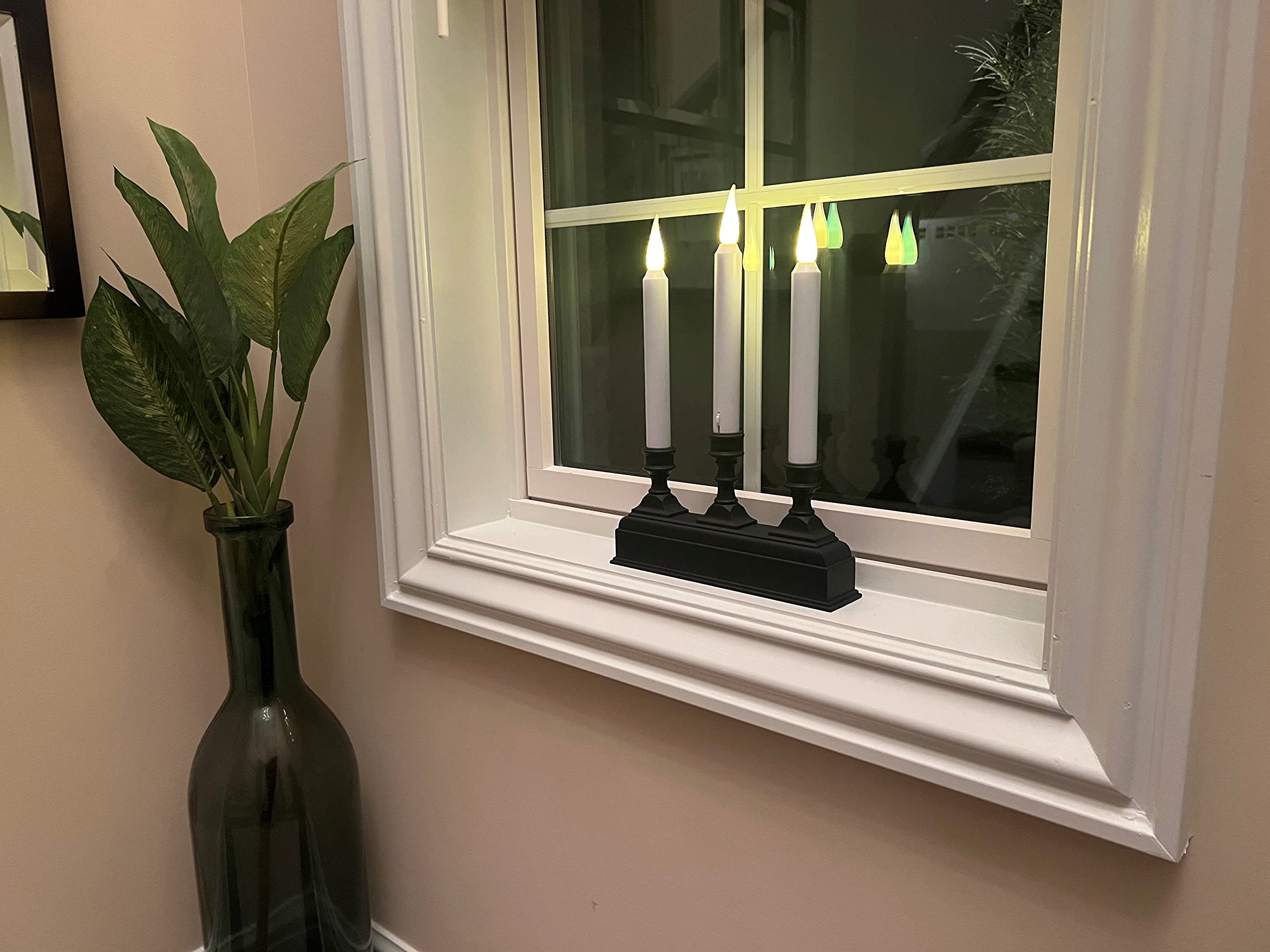 612 Vermont Battery Operated Led Window Candelabra With Sensor And 8 Hour Timer (Antique Bronze)