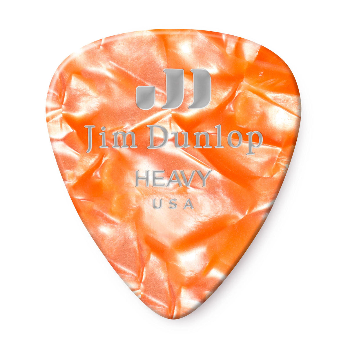 Dunlop 483P08Hv Genuine Celluloid, Orange Pearloid, Heavy, 12/Player'S Pack