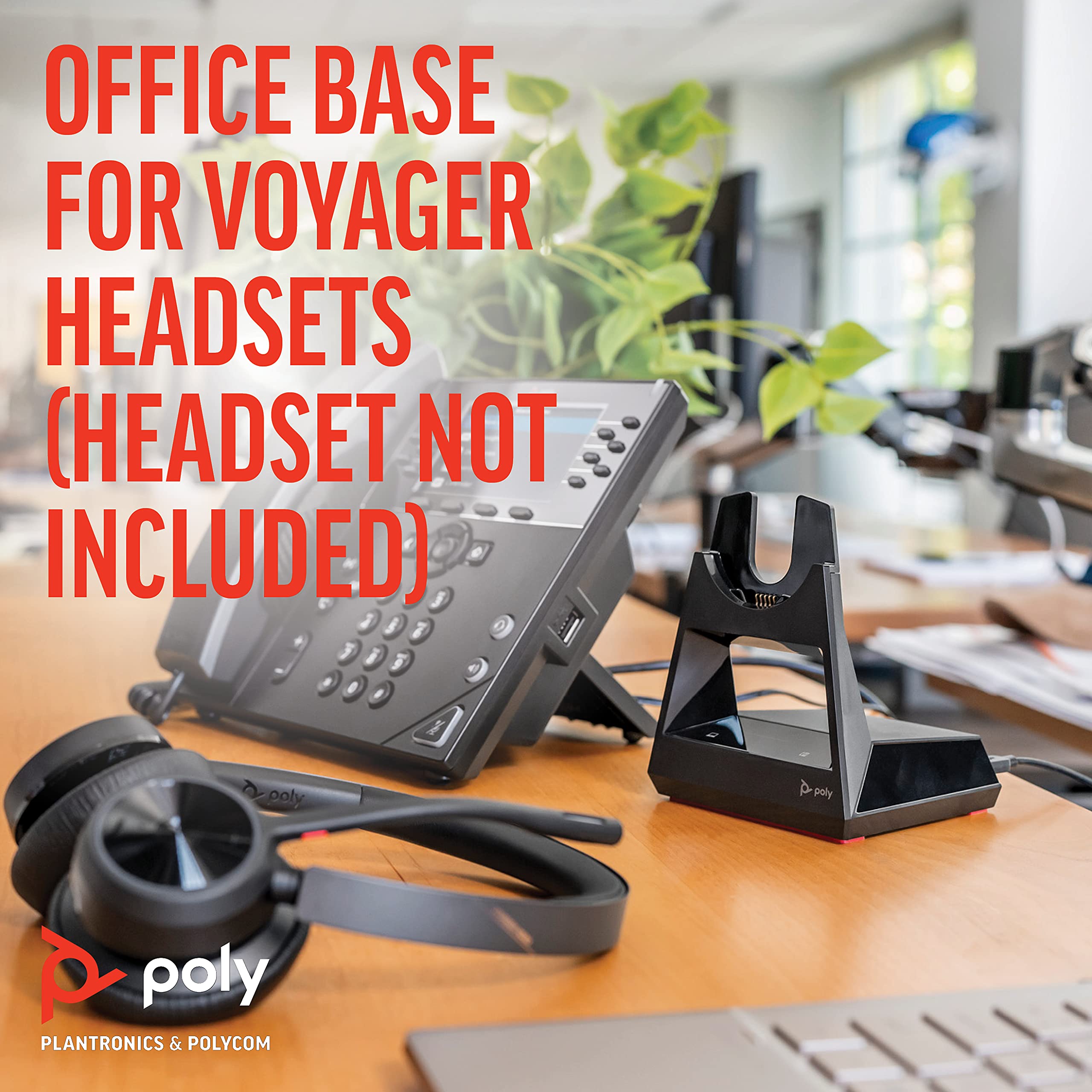 Poly   Voyager Office Base (Plantronics)   Compatible With Voyager Focus 2 And Voyager 4300 Uc Series Headsets (Sold Separately)