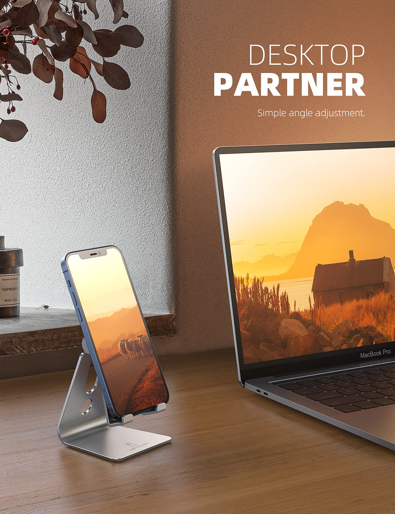 Lamicall Adjustable Cell Phone Stand, Desk Phone Holder, Cradle, Dock, For Iphone 16 15 14 13 12 Mini 11 Pro Xs Max Xr X 8 7 6 P