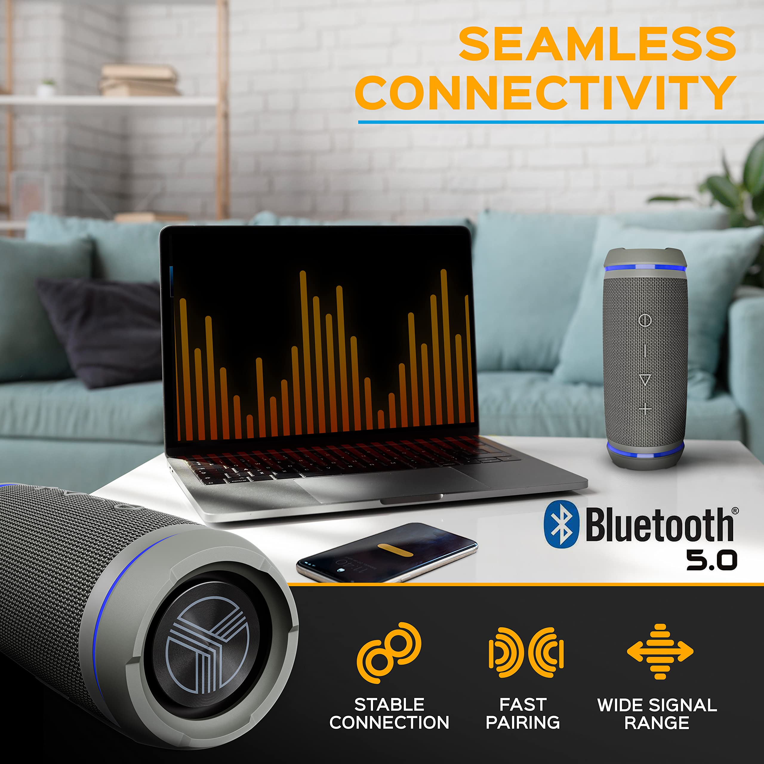 Treblab Hd77   Portable Bluetooth Speaker   Powerful 360 Sound, 30W Audio With Impactful Bass, 20H Battery, Ipx6 Waterproof, Sho
