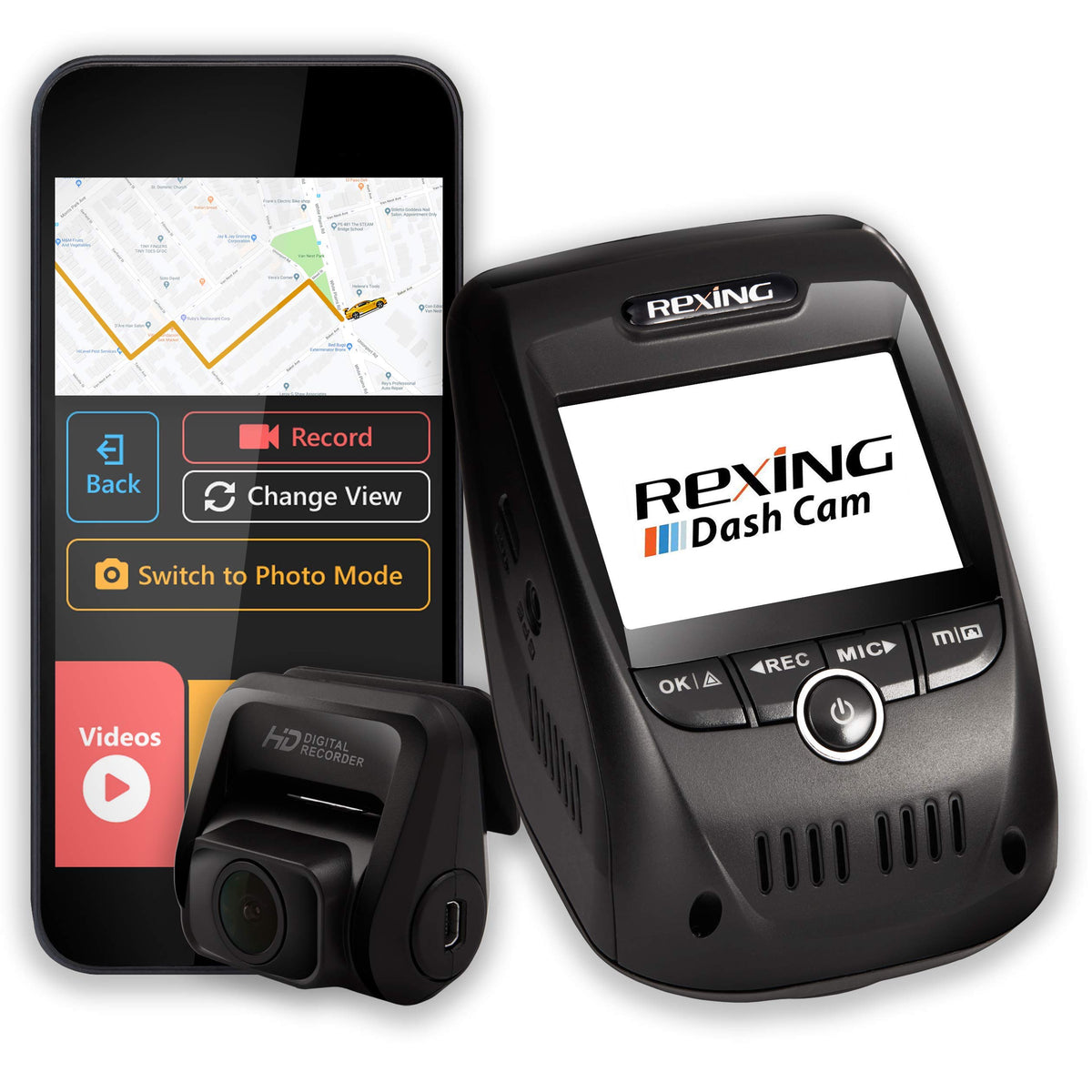 Rexing V1P Pro Dual 1080P Full Hd Front And Rear 170 Wide Angle Wi-Fi Car Dash Cam With Built-In Gps Logger, Supercapacitor, 2.4