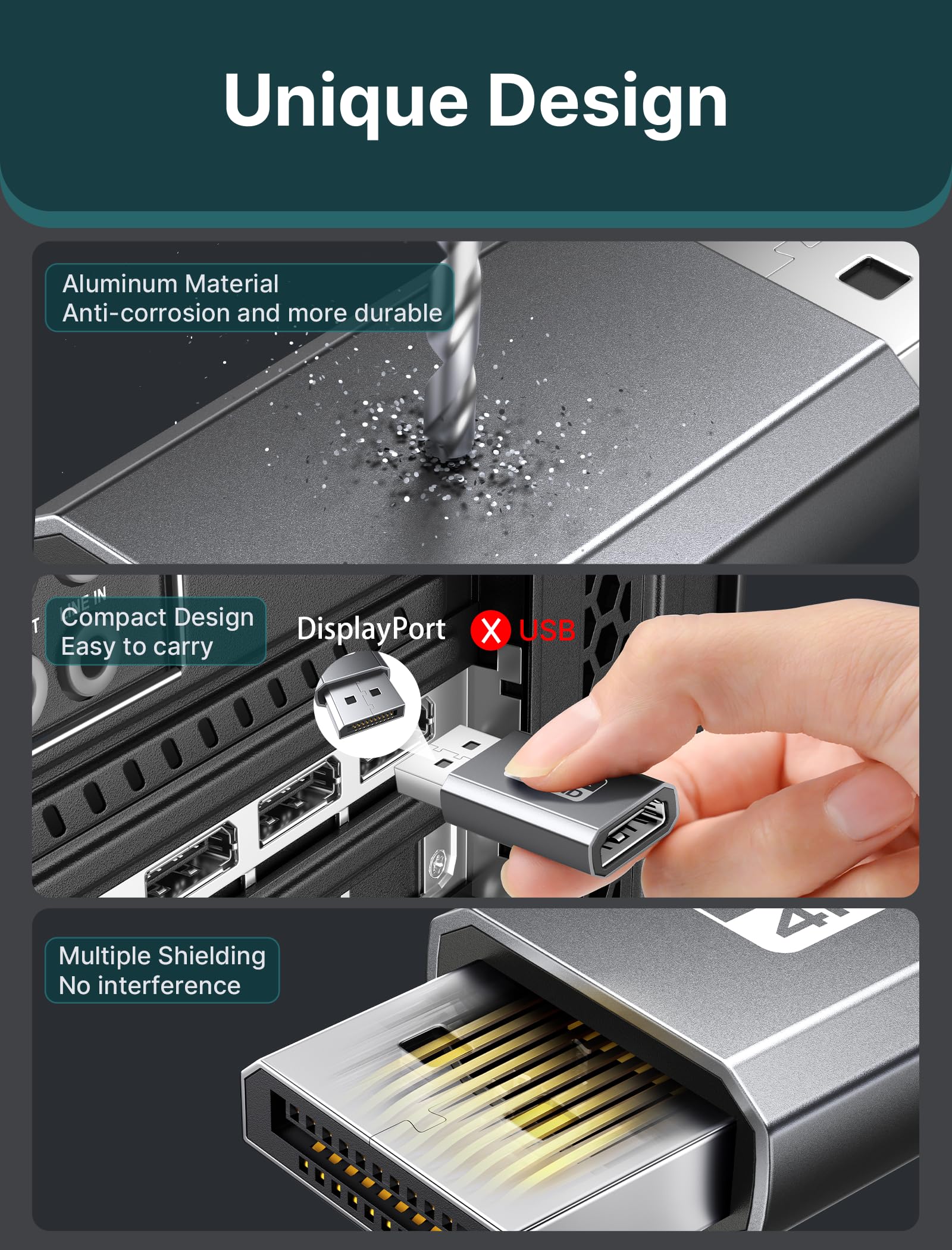 Jsaux 4K Displayport To Hdmi Adapter 2 Pack, Dp Pc To Hdmi Monitor Converter Video Uhd 2K@120Hz,4K@30 Dp To Hdtv Male To Female