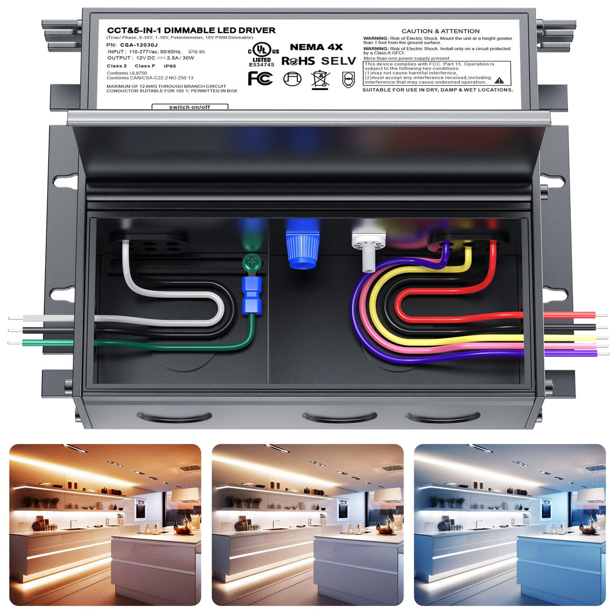 Dimmable Led Driver 12V 30W, Latest 5 1 Led Transformer Compatible With All Lutron And Leviton Dimmer Switch,Smooth Flicker Free