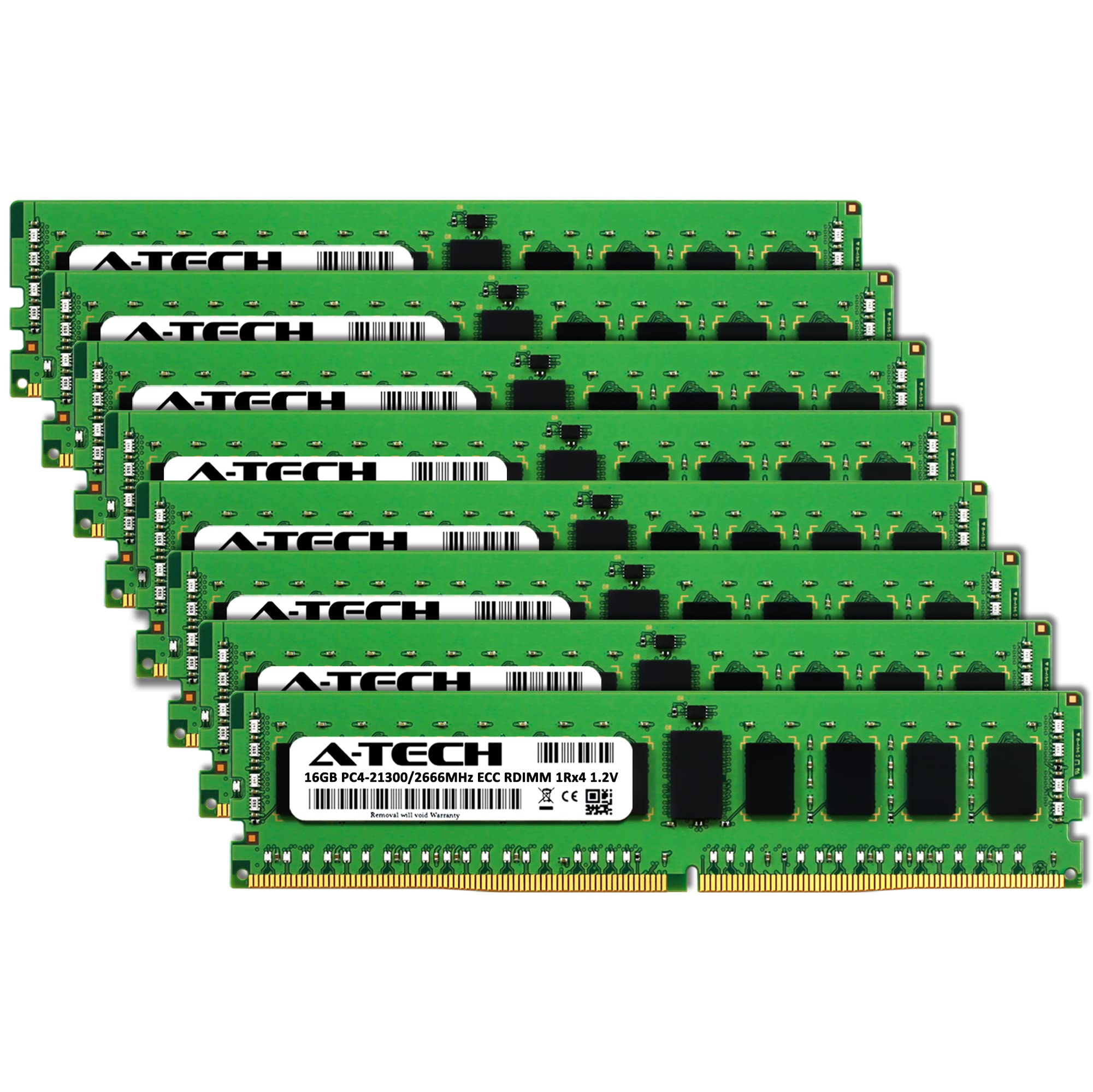 A Tech 128Gb Kit (8X16Gb) Ddr4 2666Mhz Pc4 21300 Ecc Rdimm 1Rx4 1.2V Single Rank Ecc Registered Dimm 288 Pin Server & Workstatio