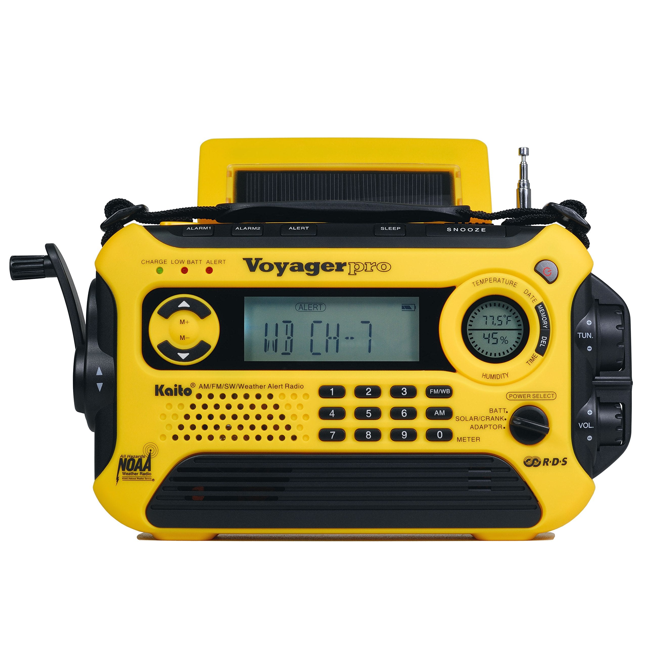 Kaito Voyager Pro Ka600 Digital Solar Dynamo Crank Wind Up Am/Fm/Lw/Sw & Noaa Weather Emergency Radio With Alert, Rds & Smart Ph
