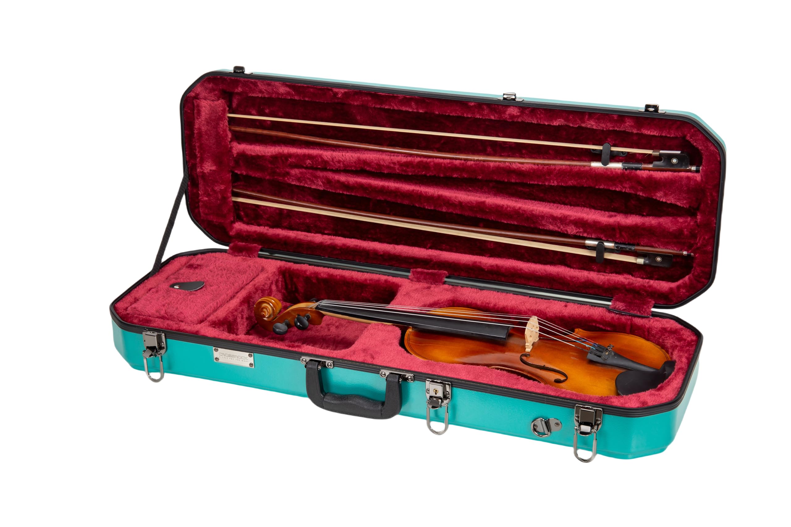 Crossrock 4/4 Size Violin Case | Abs Molded Hardshell With Interior Compartment, 2 Bow Holders, Security Lock, And Detachable St