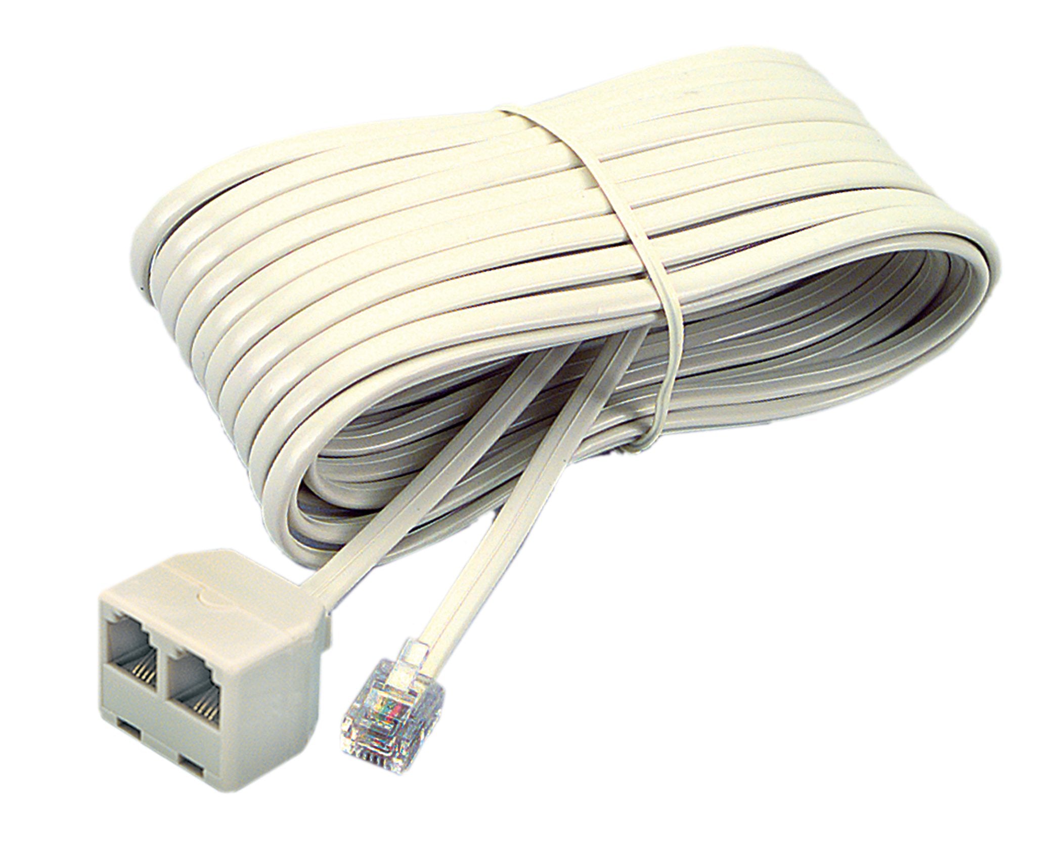 Softalk 04130 Corded Duplex Jack 25 Feet Almond Landline Telephone Accessory