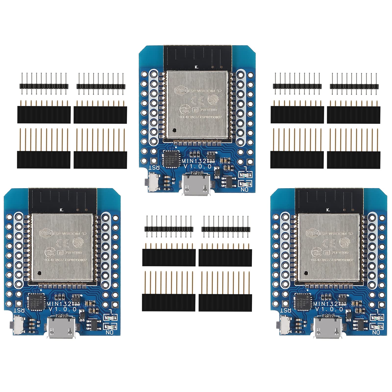 Qccan 3Pcs For Esp32 D1 Mini Nodemcu Esp 32 Wlan Wifi Bluetooth Development Board Base On Esp8266 Compatible With Wemos D1 Mini