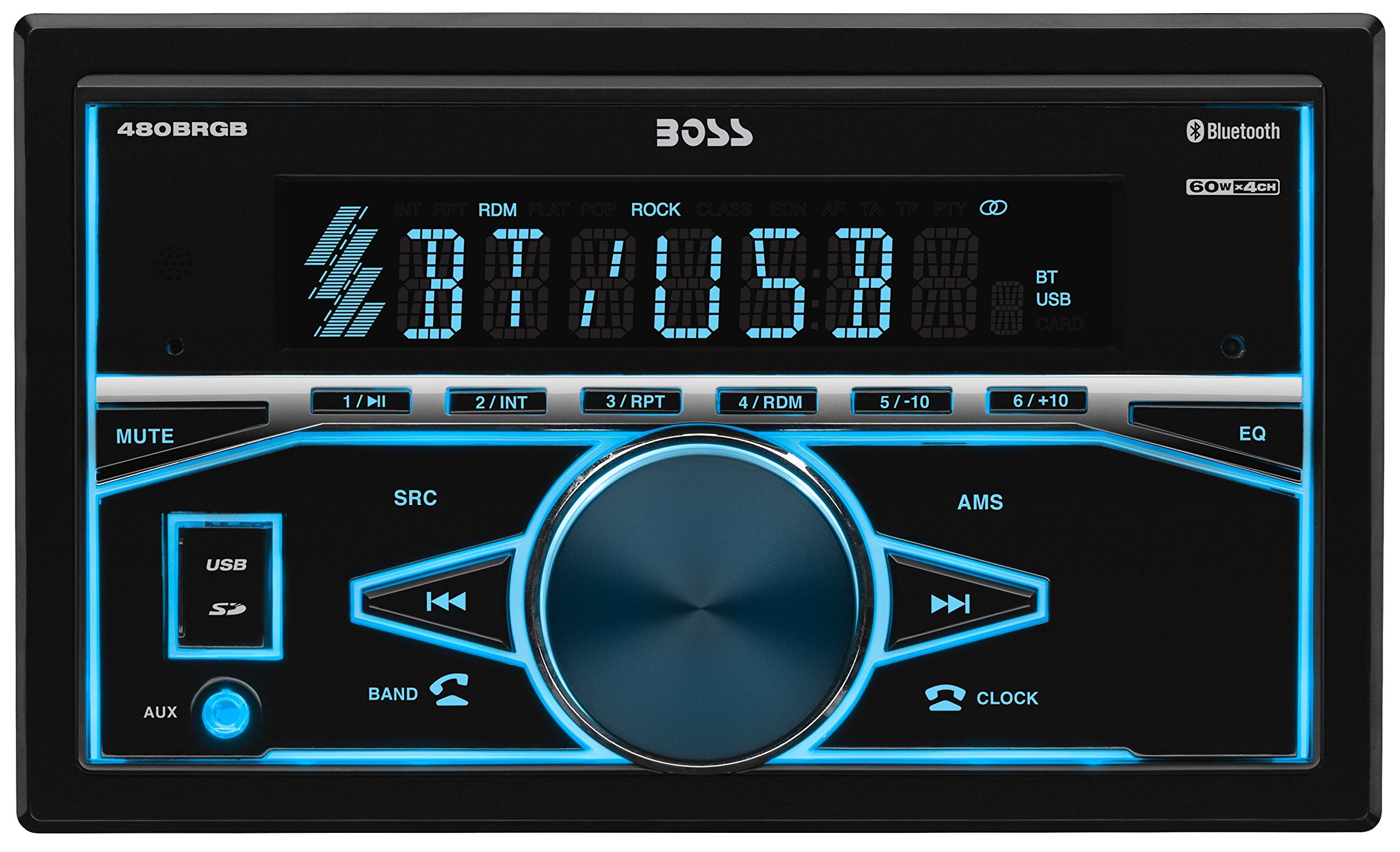 Boss Audio Systems Elite 480Brgb Double Din, Bluetooth, Mp3 Usb Am Fm Receiver, Multi Color Rgb Illumination, Wireless Remote  