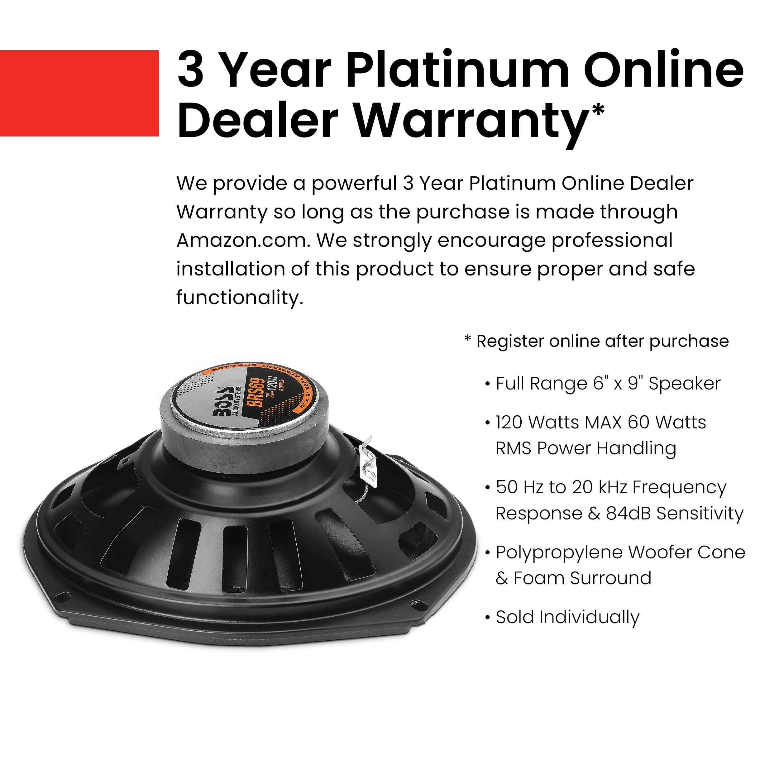 Boss Audio Systems Brs69 6 X 9 Inch Replacement Car Door Speaker   120 Watts Max, Sold Individually, 4 Ohms, Bocinas Para Carro