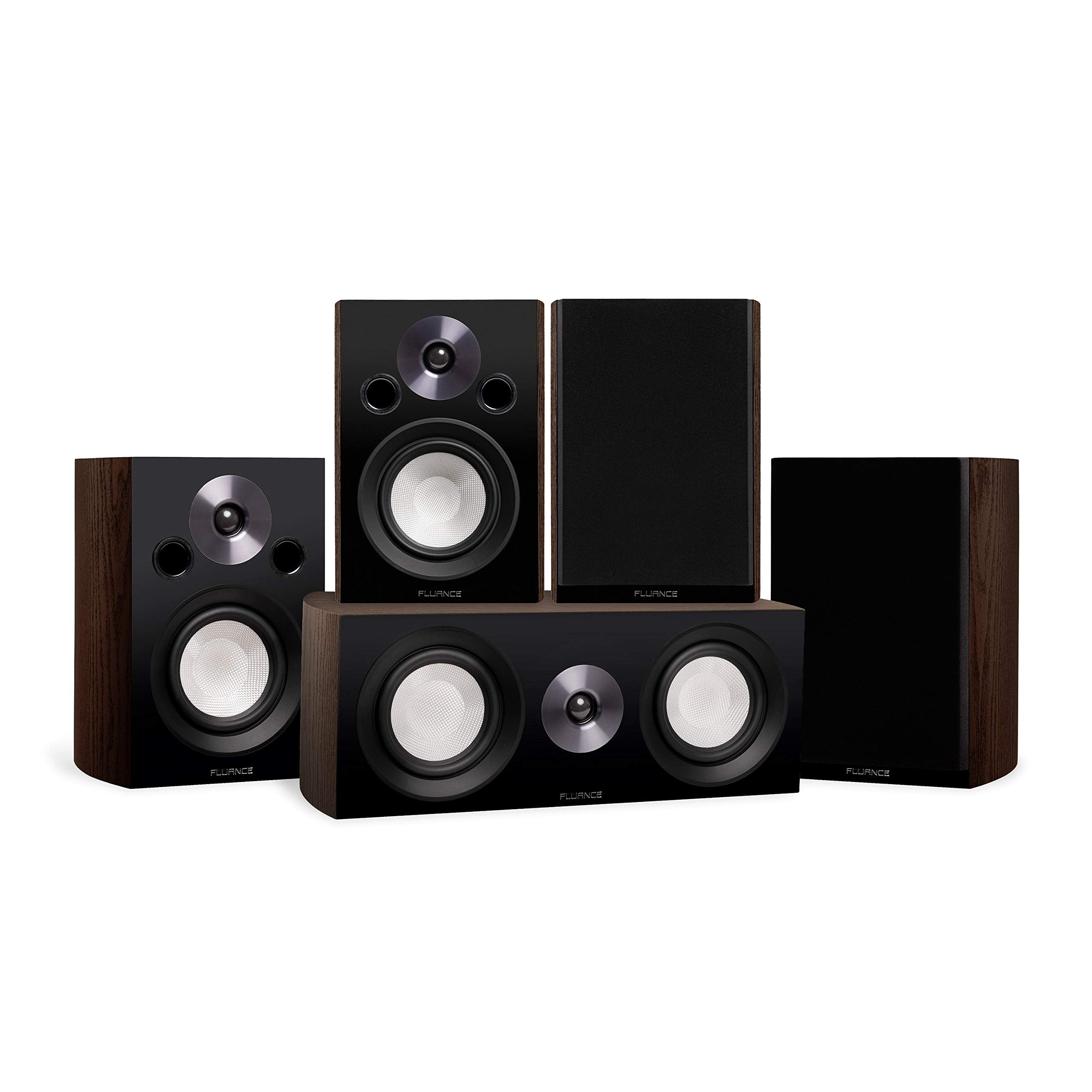 Fluance Reference Compact Surround Sound Home Theater 5.0 Channel Speaker System Including 2-Way Bookshelf, Center Channel and R