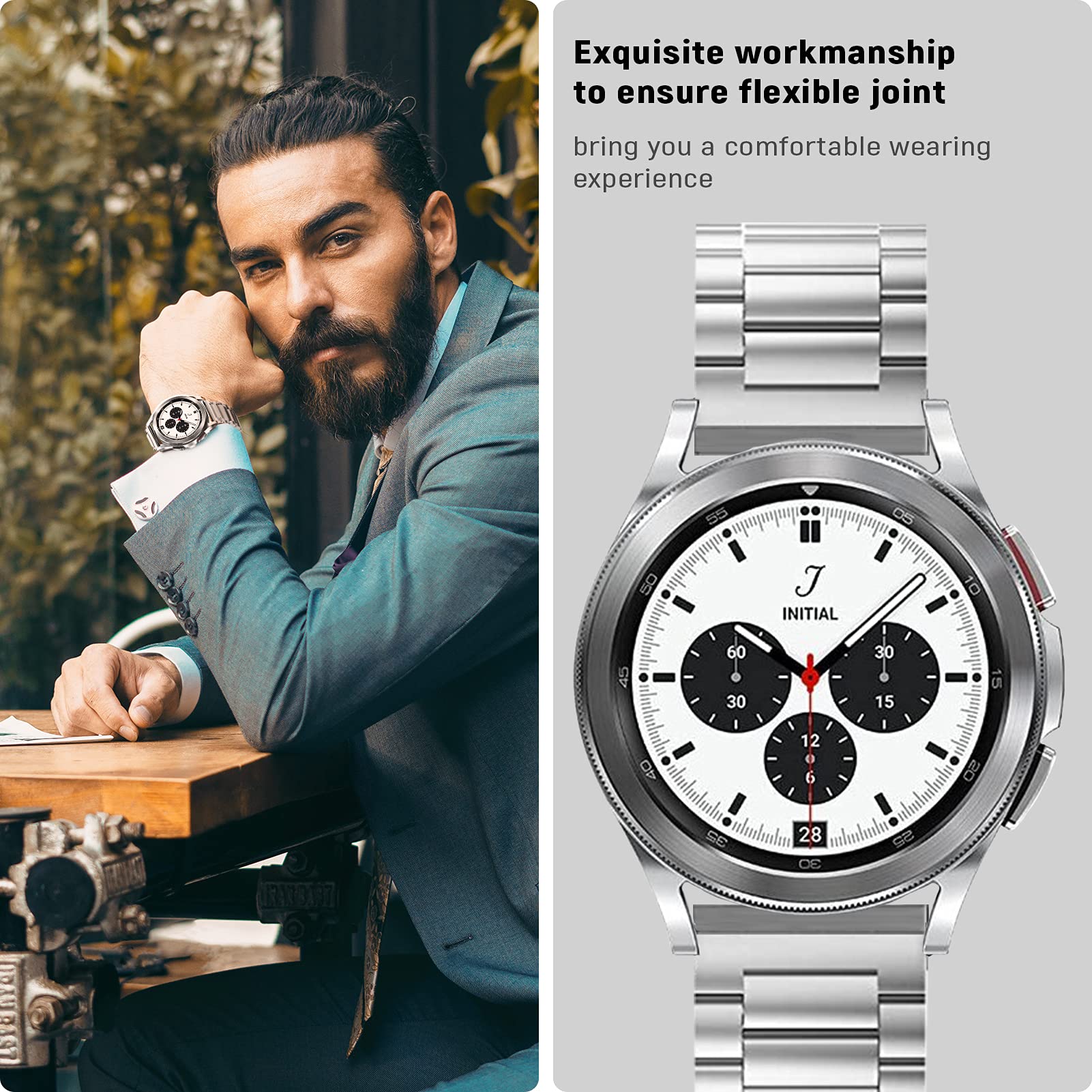 Band Compatible With Samsung Galaxy Watch 7 6 5 4 Band 40Mm 44Mm 45Mm/Watch 6 4 Classic 42Mm 46Mm 43Mm 47Mm,Metal Stainless Stee