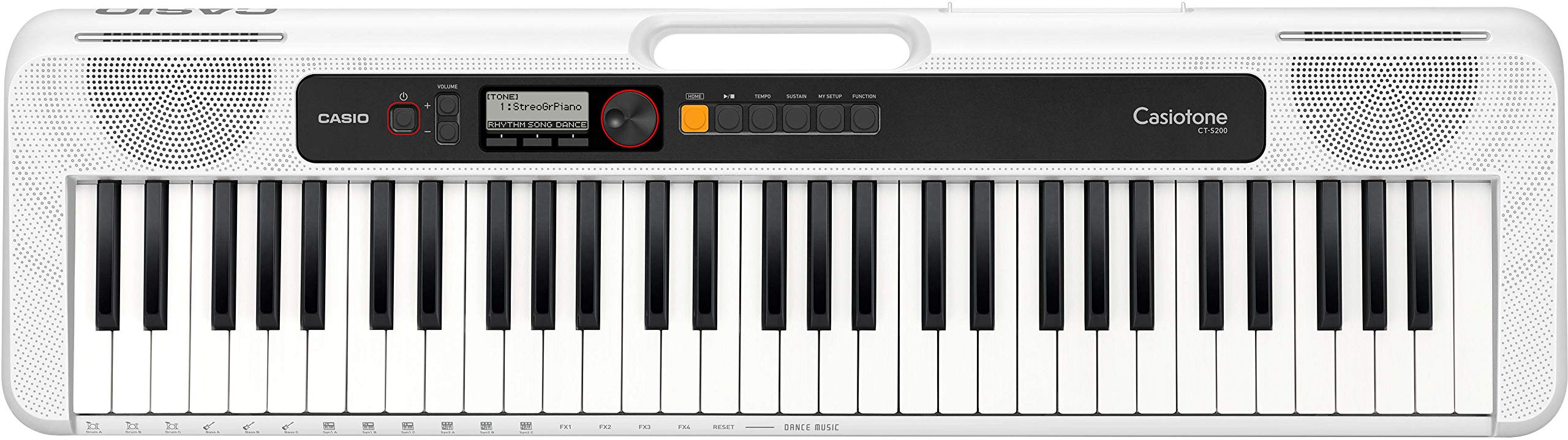 Casio Casiotone Ct S200 61 Key Portable Keyboard   White Bundle With Adjustable Stand, Bench, Headphones, Sustain Pedal, Piano B