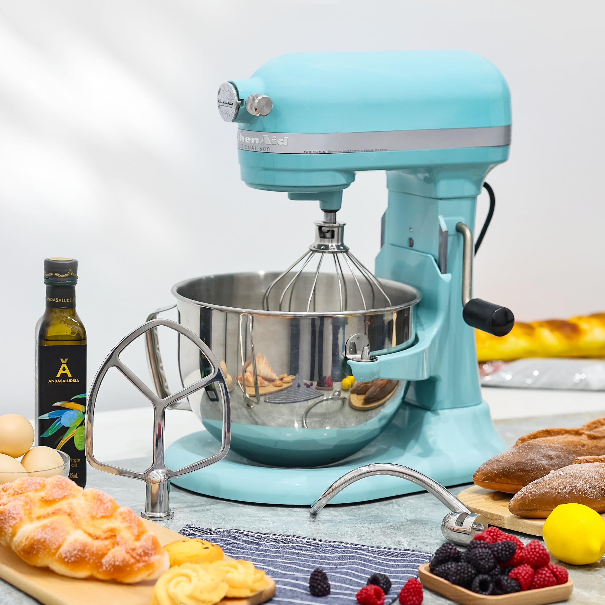 Wiselet Stainless Steel Accessories For Kitchenaid 5.5 6 Qt Bowl Lift Stand Mixer, Includes 6 Wire Whisk, Beater, Dough Hook, Di