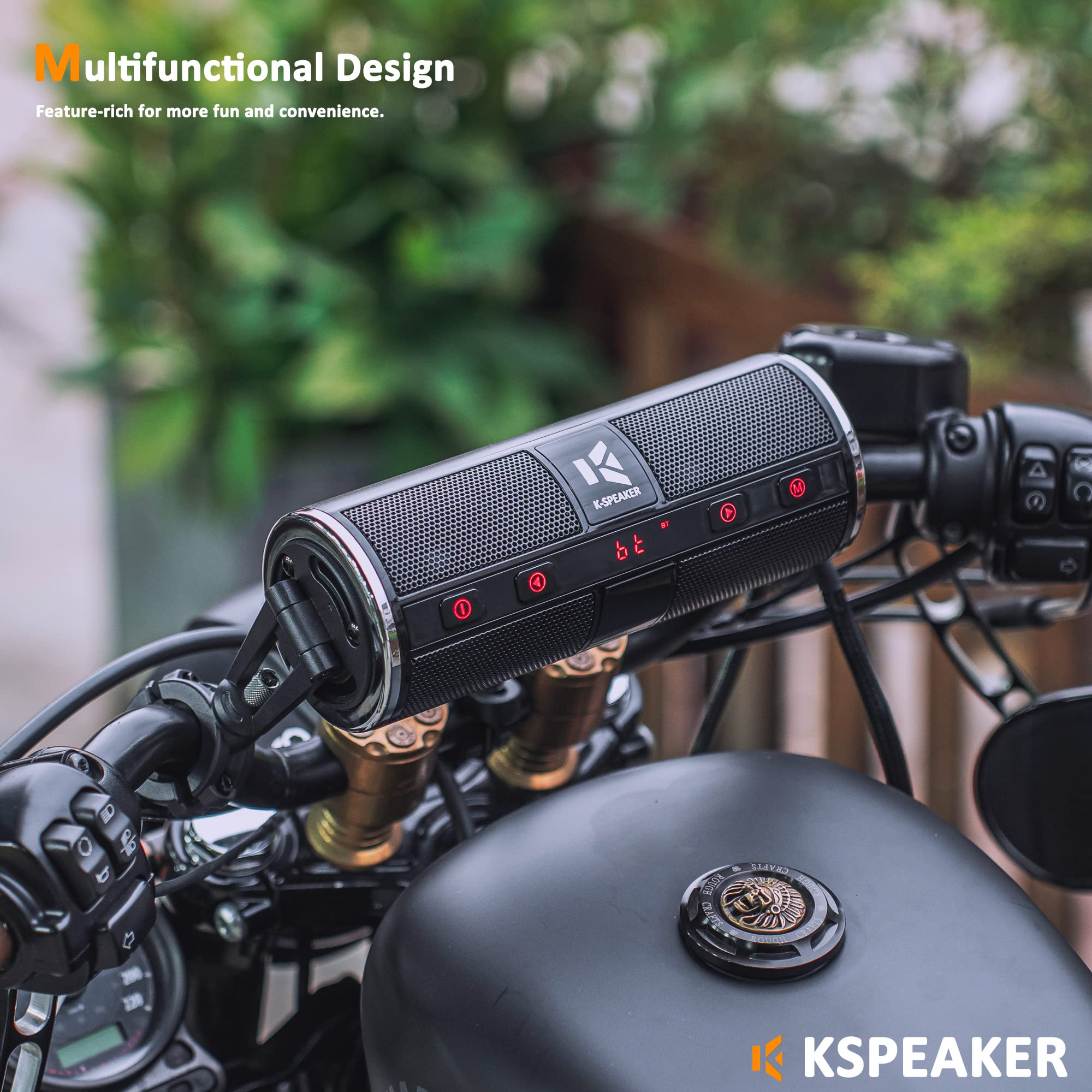 Kspeaker Motorcycle Speakers Bluetooth Waterproof Radio Audio System Built In Amplifier, 3 Inch Metal Mp3 Player, Great For Atv,