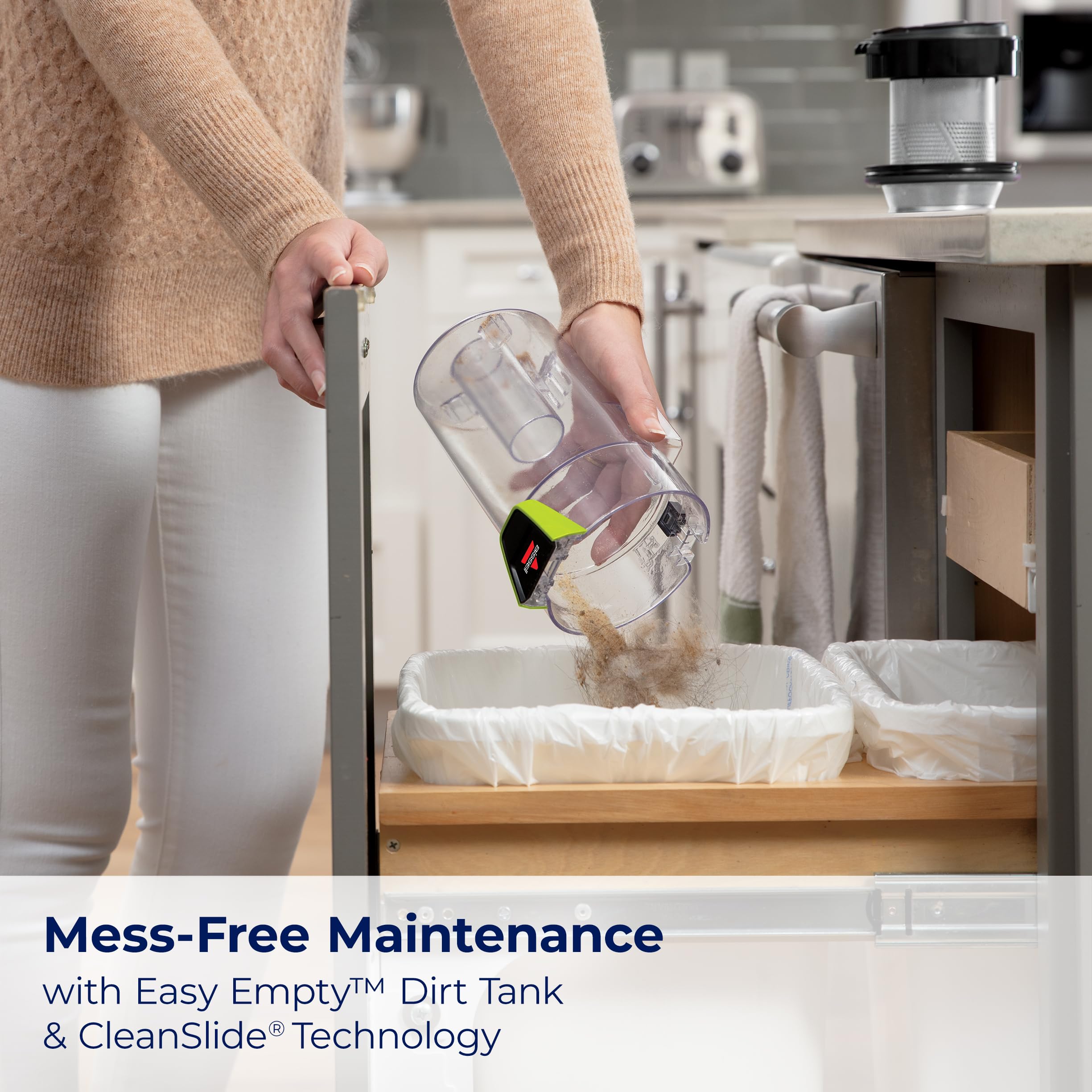 BISSELL PowerGlide Slim Corded Vacuum - Pet Hair Pickup, Lightweight, Swivel Steering, 3-in-1 with Dusting & Crevice Tool, Black & Green