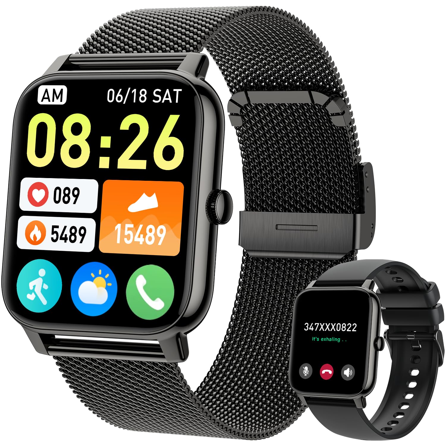 Smart Watch For Women Men Fitness: (Make/Answer Call) Bluetooth Smartwatch For Android Phones Iphone Waterproof Outdoor Sport Di