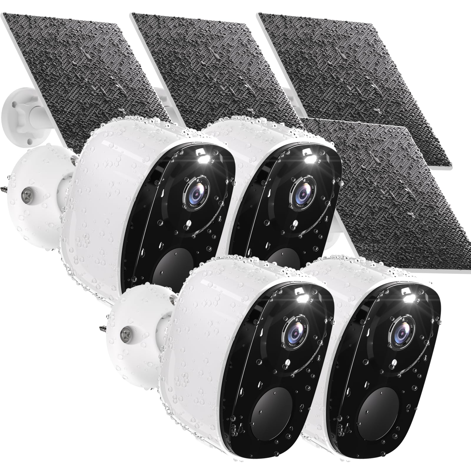 Rraycom 4Pc Solar Security Cameras Wireless Outdoor, 2K Battery Powered Cameras For Home Security, Wifi Camera With Solar Panel, Color Night Vision, Ai Motion Detection, 2 Way Audio, Ip65, Sd/Cloud