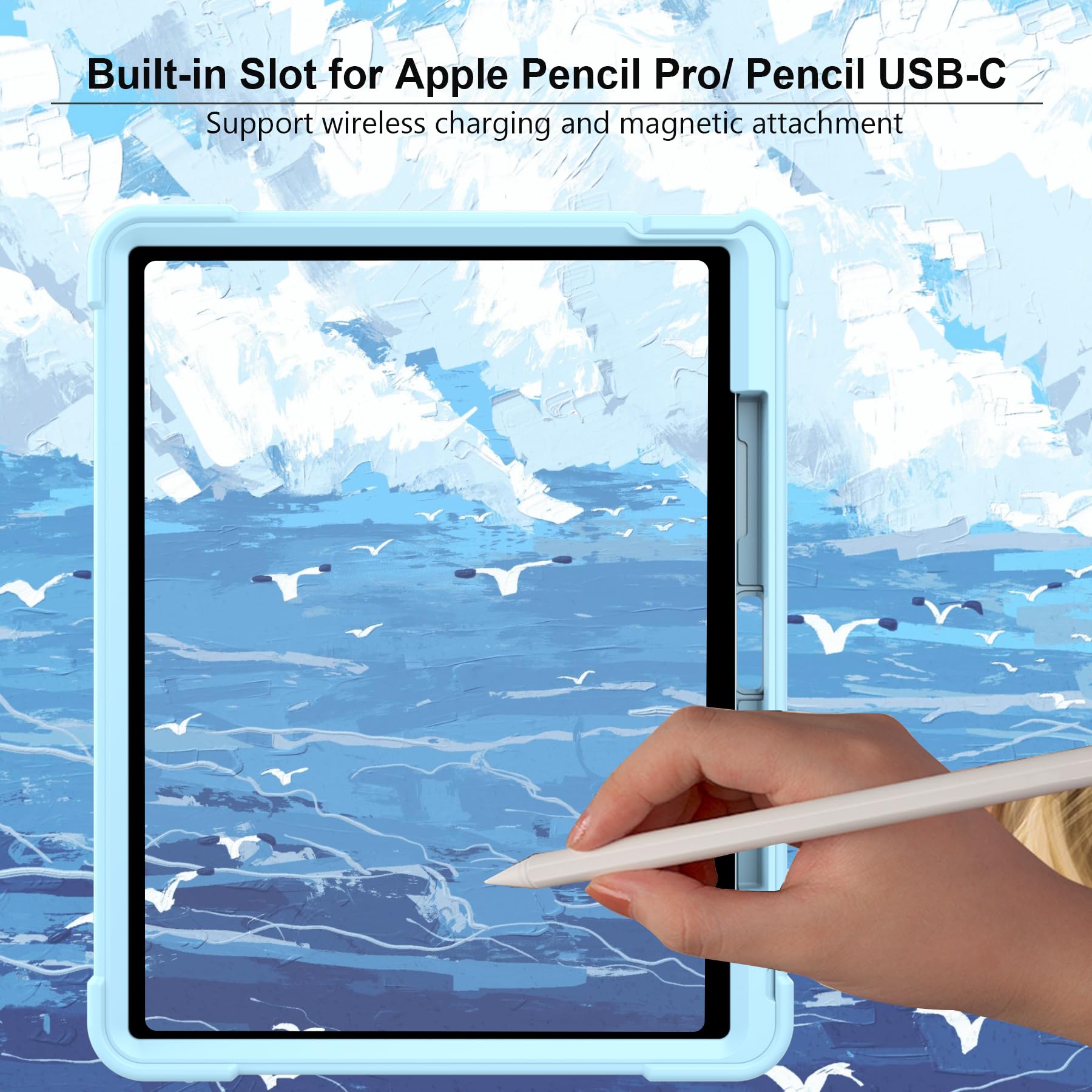 Rantice Case For Ipad Air 13 Inch M2 (2024), Hybrid Shockproof Rugged Drop Protective Case With Kickstand & Support Pencil Pro A