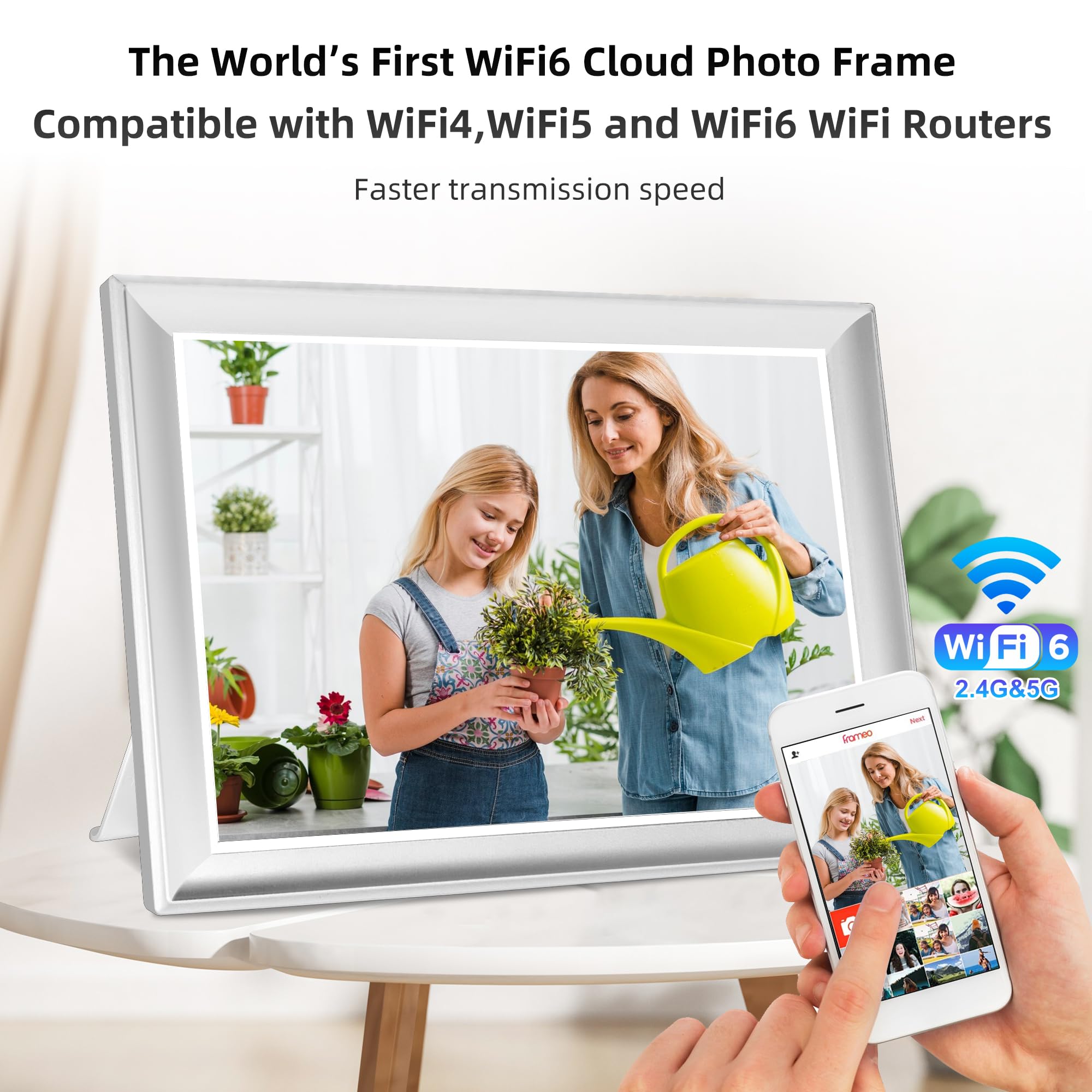 64Gb 2K 11Inch Digital Photo Frame Wifi6&5G Digital Picture Frame 100% Srgb 1920X1280 Fhd Ips Touch Screen,Share Photos & Videos