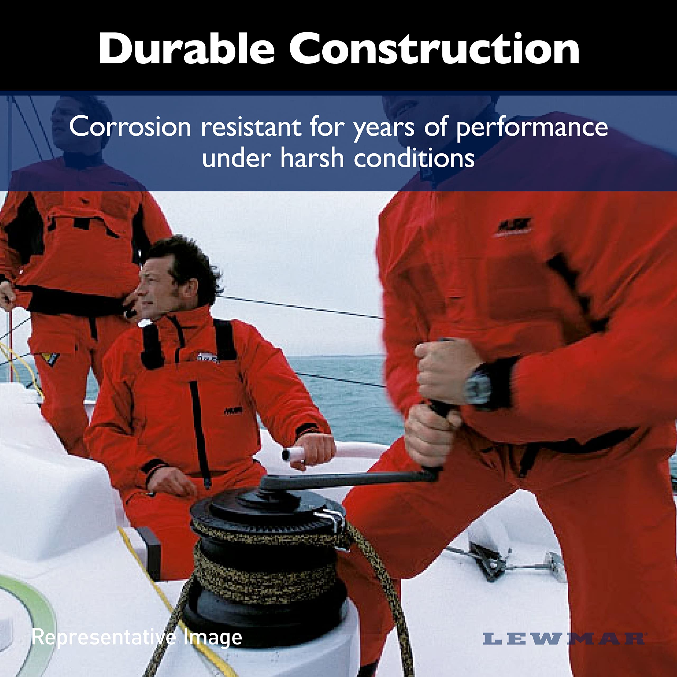 Lewmar 10'' Single Grip Winch Handle, Locking, Red With Black Grip - Ultra-Light, Locking Winch Handle With Comfortable Grip, Wo,WBIASB00OAFI4VI