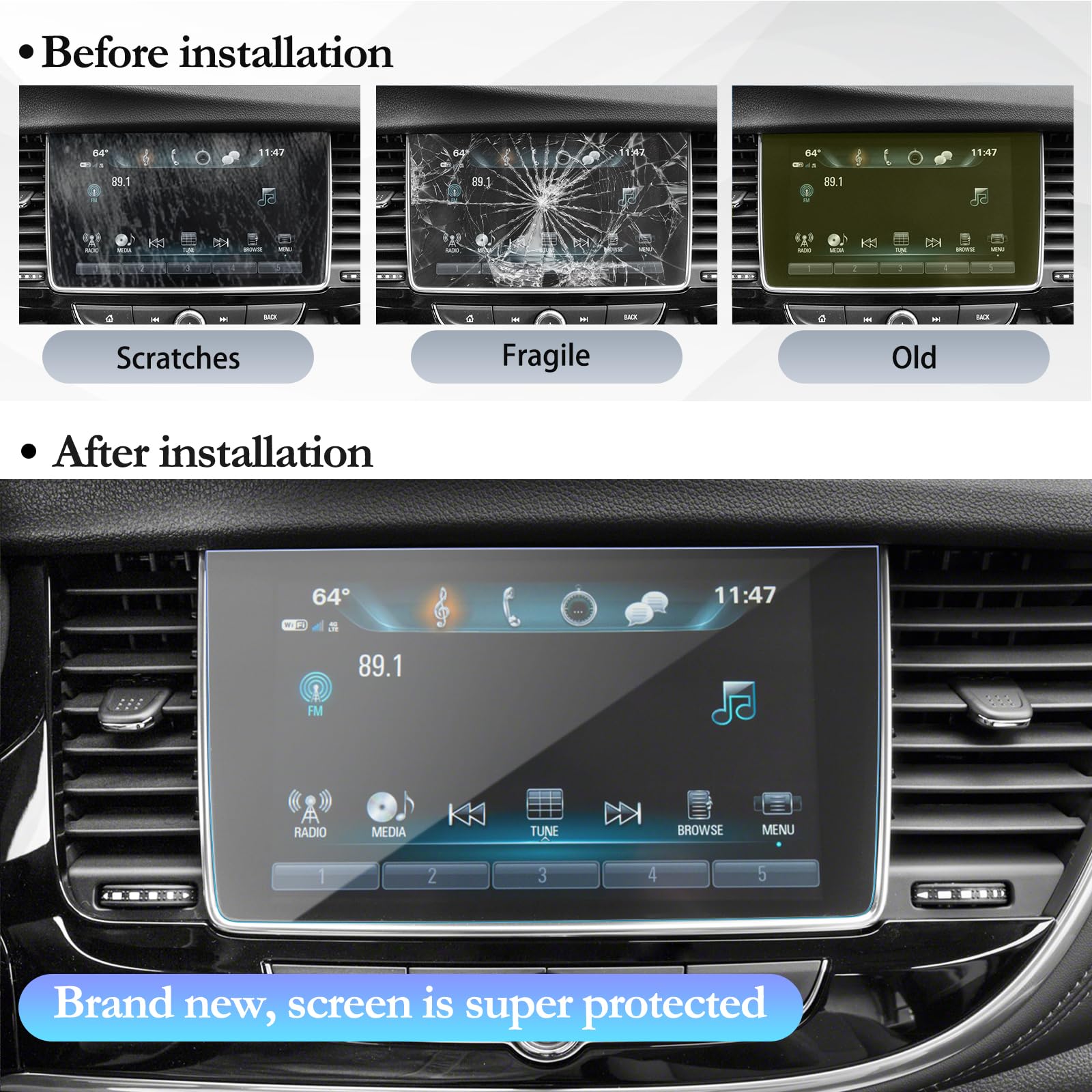 Sktu 2018 2019 2020 2021 2022 Buick Encore Intellilink 8In Screen Protector Foils Navigation Display Tempered Glass 9H Hardness Anti Glare & Scratch Hd Clear Lcd Gps Touch Screen Protective Film