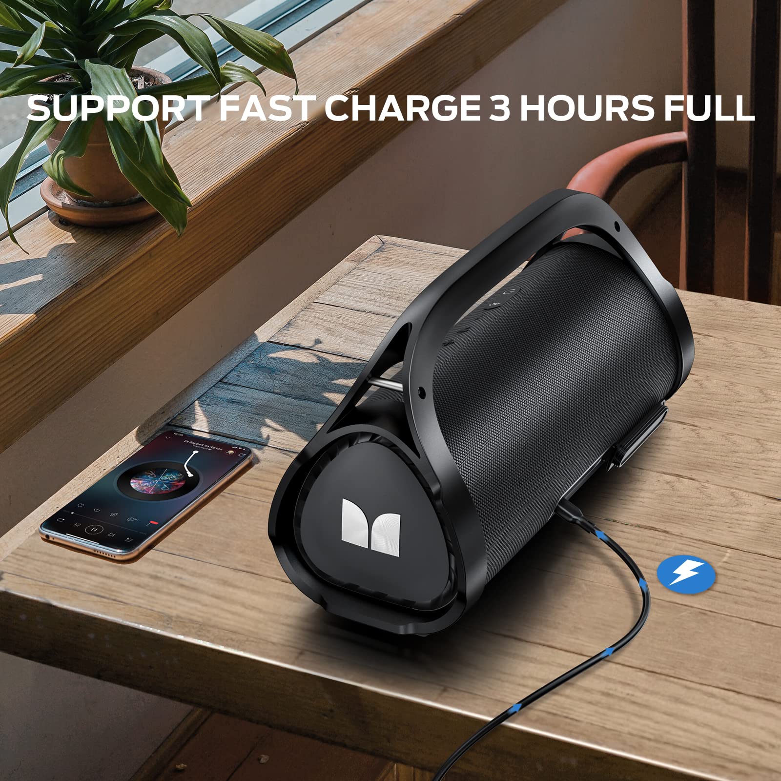 Monster Adventurer Max Boombox Bluetooth Speaker, Ipx7 Waterproof Outdoor Bluetooth Speakers With Double Subwoofer, 100W Stereo