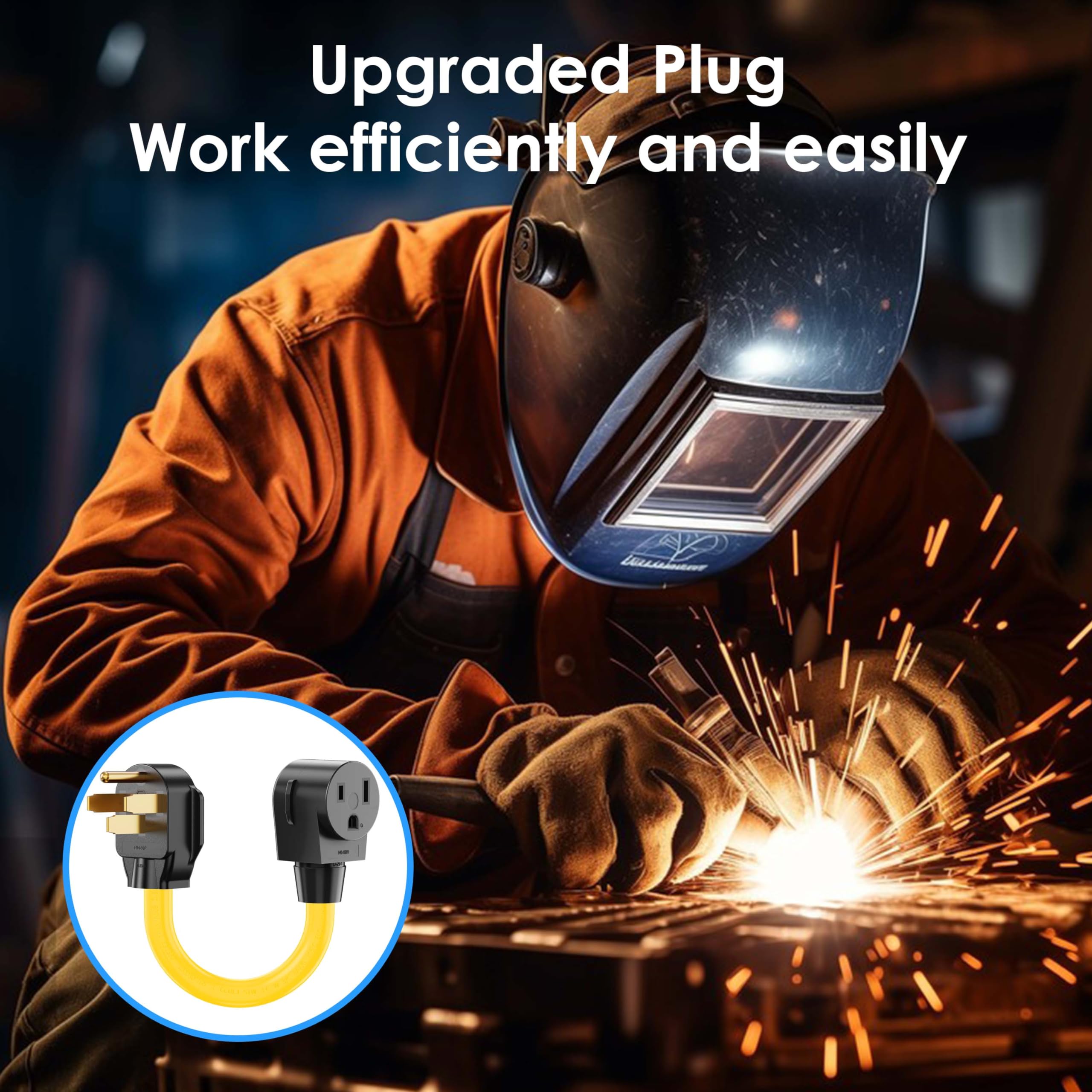 Yomilink Welder Adapter Cord, Nema 14 50P To 6 50R, 50 Amp Welder Power Adapter Plug, Heavy Duty Stw 8 Awg, 50 Amp 250V 12500 Wa
