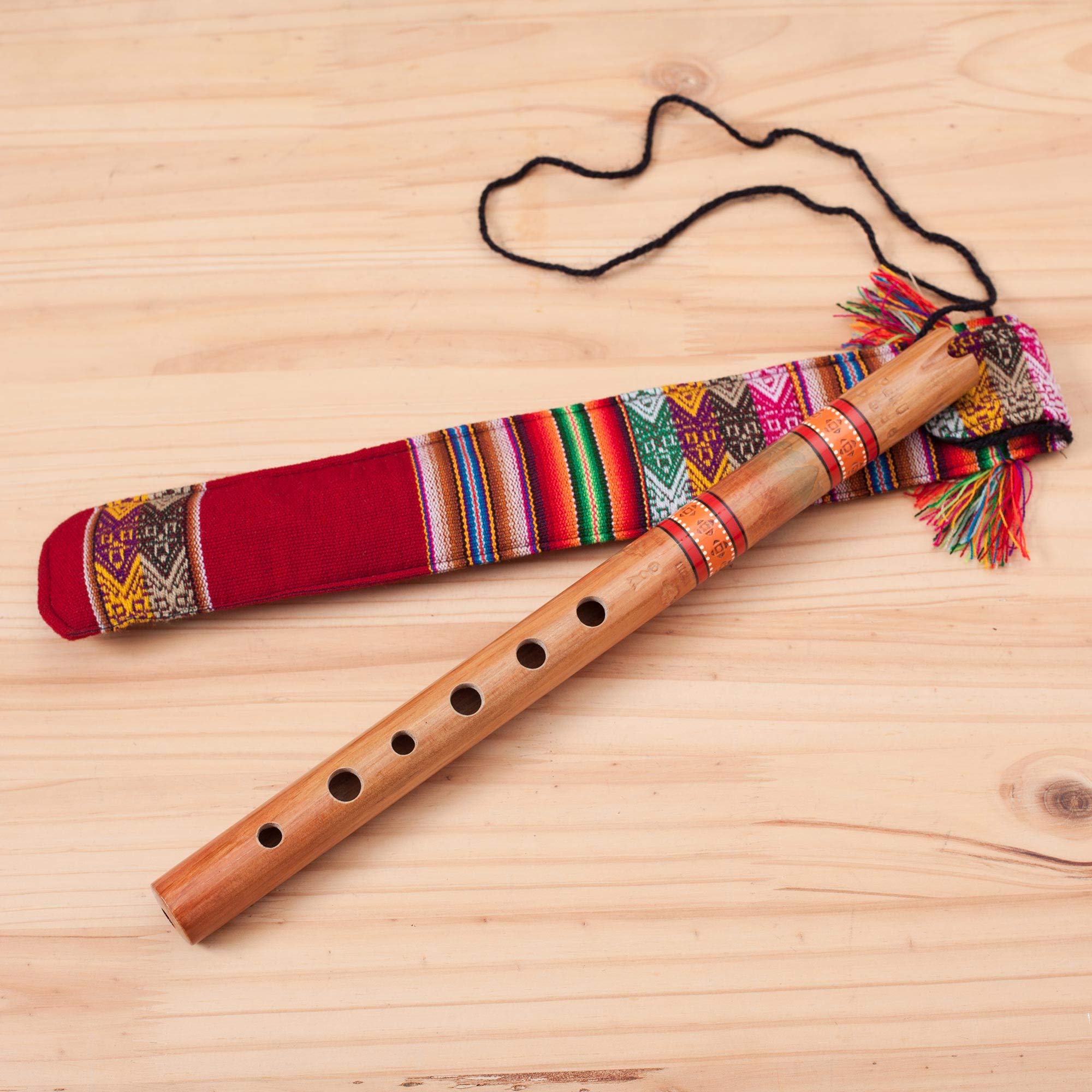 Novica Handcrafted Wood Andean Quena Flute With Carrying Case, Peace Flute'