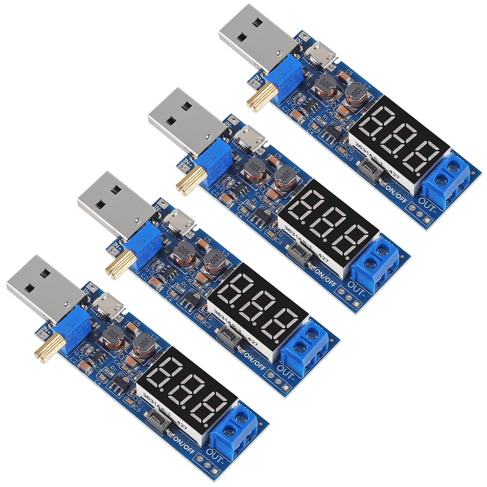 Xiitia 4Pcs Usb Buck Boost Converter 3.5V 12V To 1.2V 24V Dc Dc Adjustable Step Up Step Down Power Supply Module Voltage Regulat