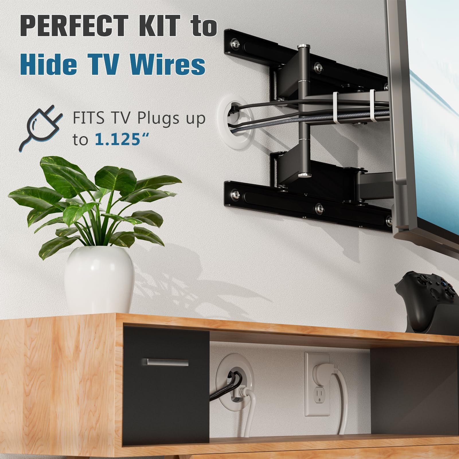 In Wall Cable Management Kit, Power & Low Voltage Wire Organizer With Hole Saw Drill For Easy Tv Wall Mounting, Tv Wire Hider Fo