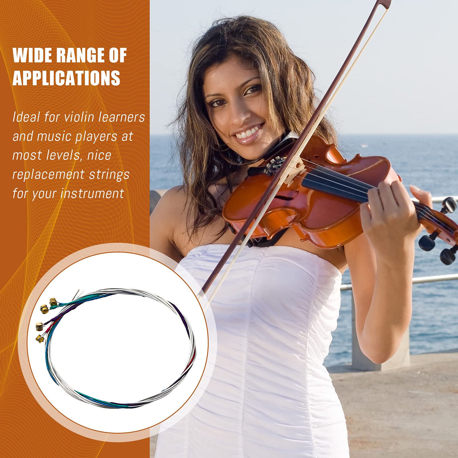 8 Pieces Violin Strings Universal Full Set (G D A E) 4/4 Violin Universal String Steel Core Violin Fiddle String Strings For Ins