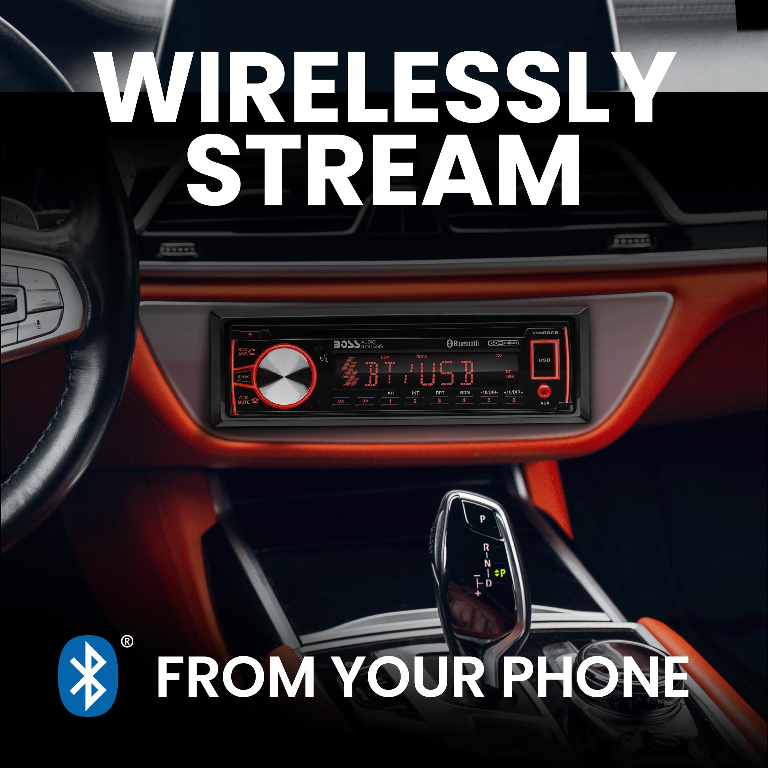 Boss Single Din Cd/Mp3 Receivermulti Color Display Bluetooth Usb Front Aux Remote