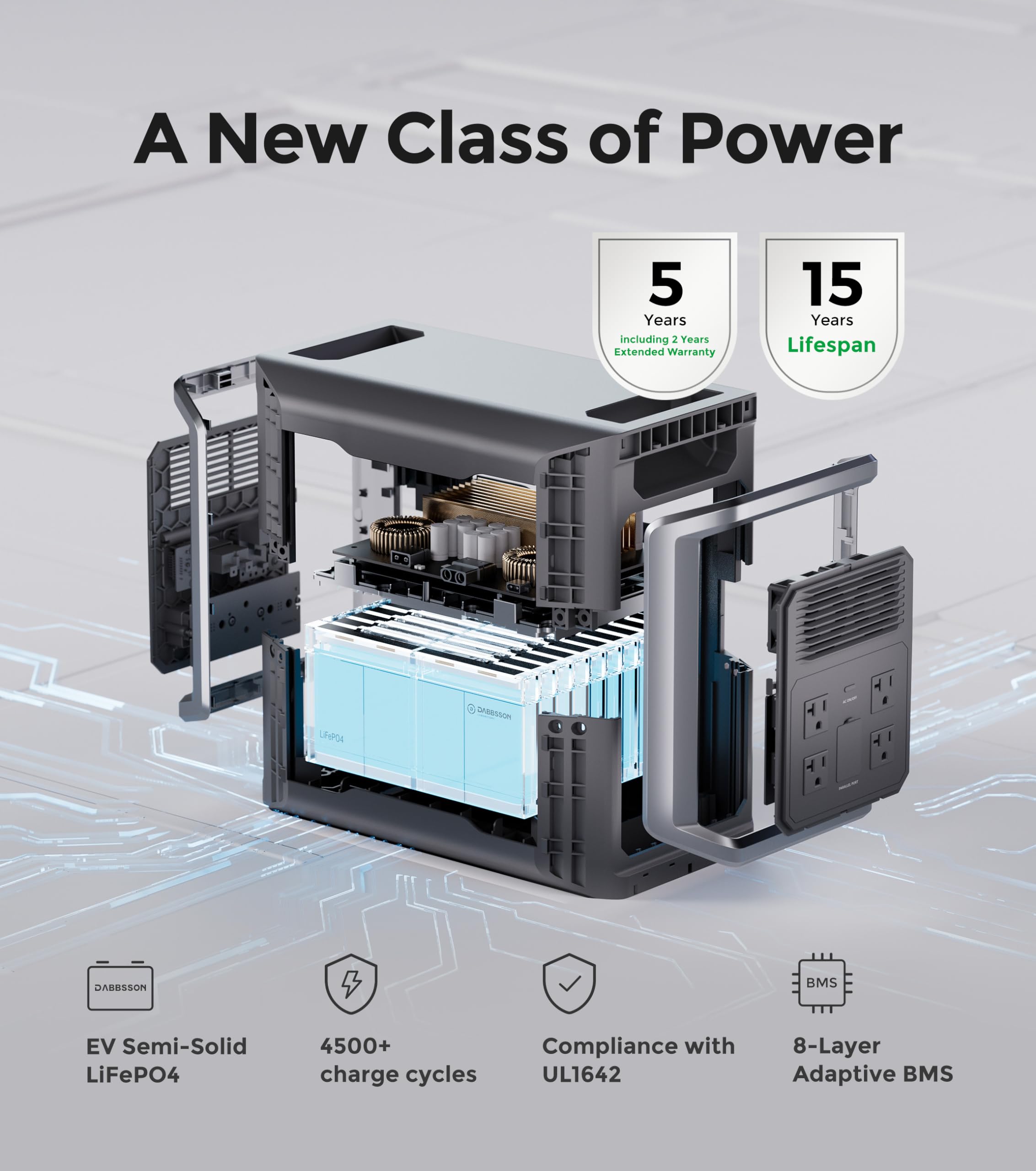 Dabbsson Portable Power Station Dbs1300, 1330Wh Solar Generator With 4X1200W Ac Outlets, Ev Semi-Solid State Lifepo4 Battery, So