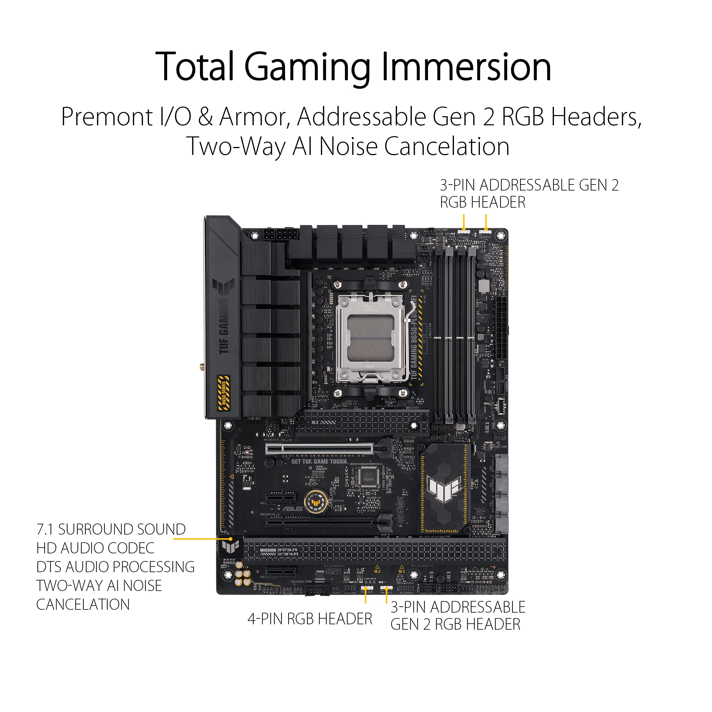 Asus Tuf Gaming B650-Plus Wifi Amd B650 Am5 Ryzen Desktop 9000 8000 And 7000 Atx Motherboard, 14 Power Stages, Pcie 5.0 M.2 , Dd