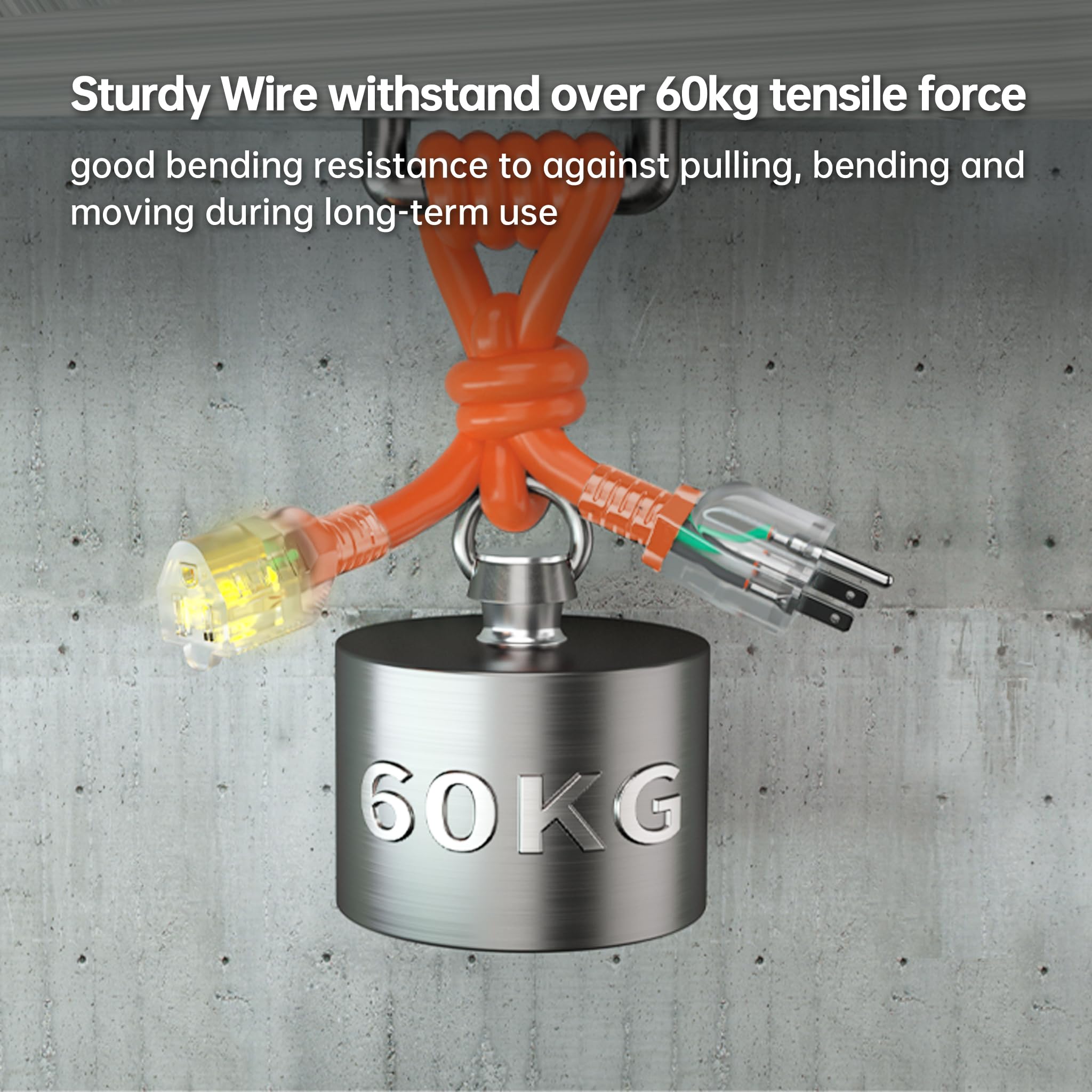 Plugsaf 6 Ft 2 Pack 12/3 Gauge Heavy Duty Outdoor Extension Cord Waterproof With Lighted, Flexible Cold Weather 3 Prong Electric