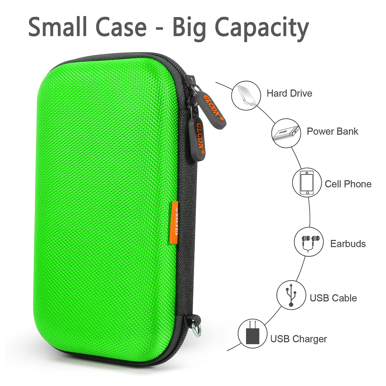 Glcon Power Bank Storage Case Hard Eva Protective Travel Case   Small Electronic Carrying Pouch For Hard Drive, Cell Phone, Char