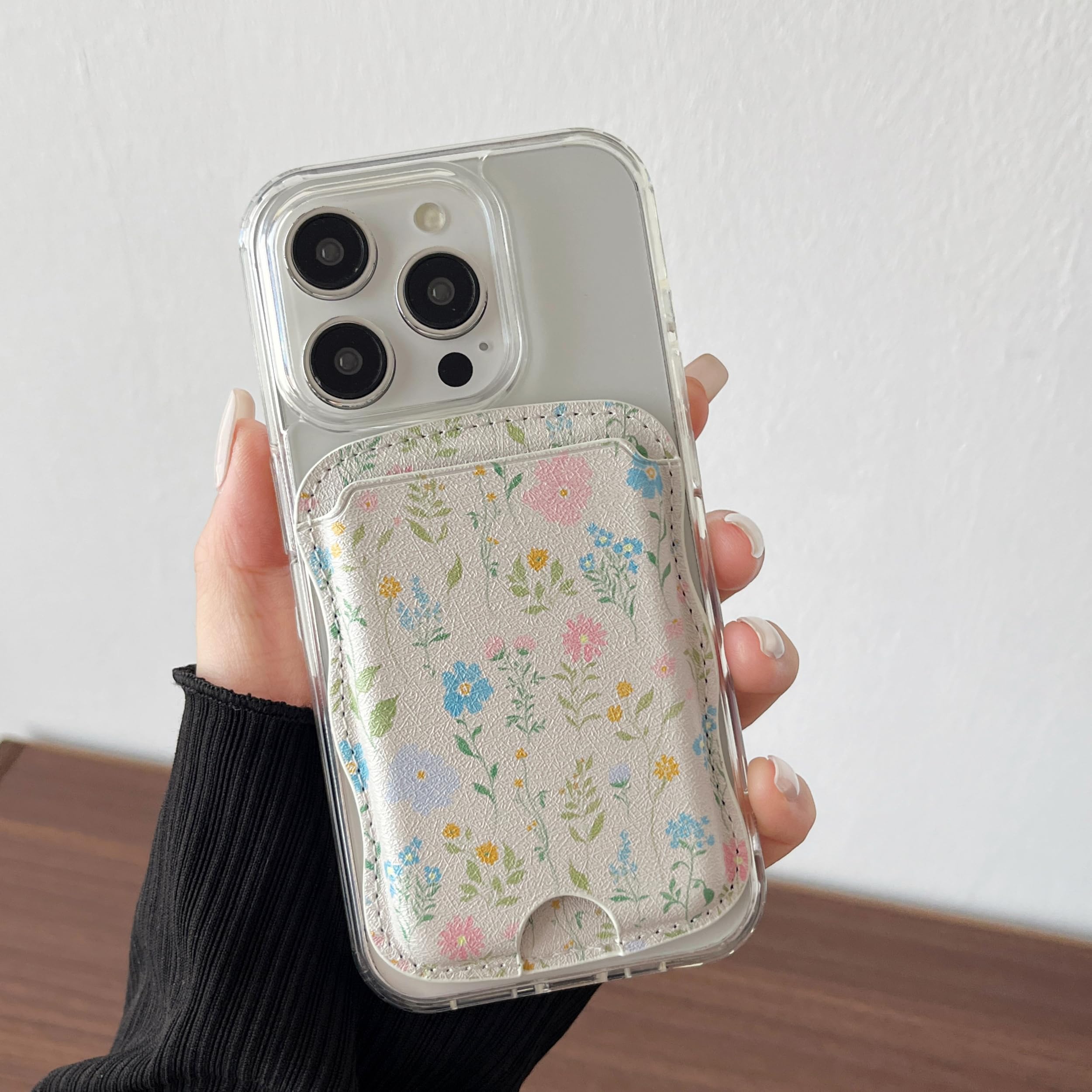 Zcdaye Magnetic Wallet Card Holder,Wavy Frame Design For Iphone 16/15/14/13/12 Series,Holds Up 3 Cards,Phone Wallet For Women Gi