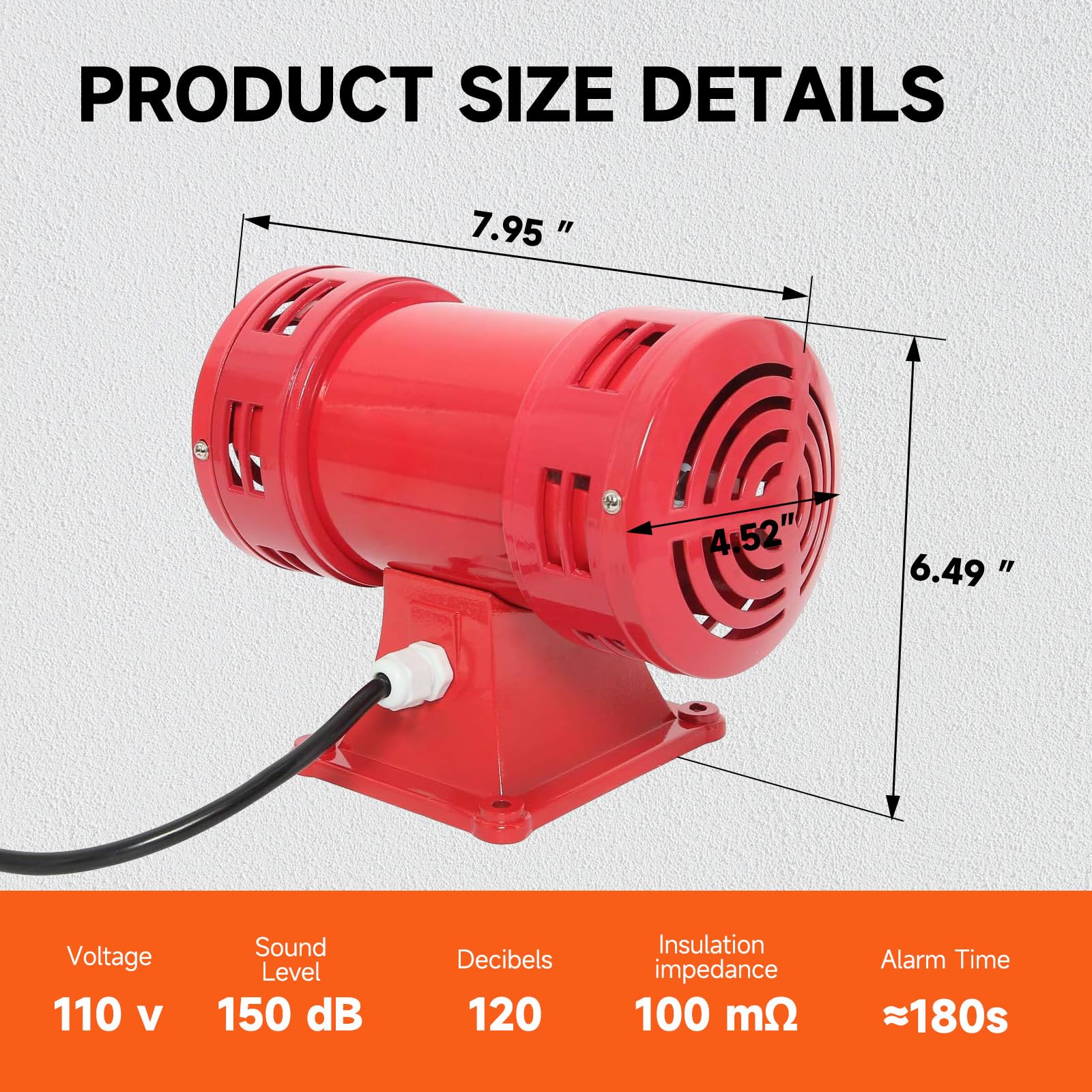 Yaeccc Air Raid Siren,110V Siren Alarm 150Db 60Hz,Industry Electric Motor Driven Siren,Super Loud Siren Alarm For Home And Outdoor Siren