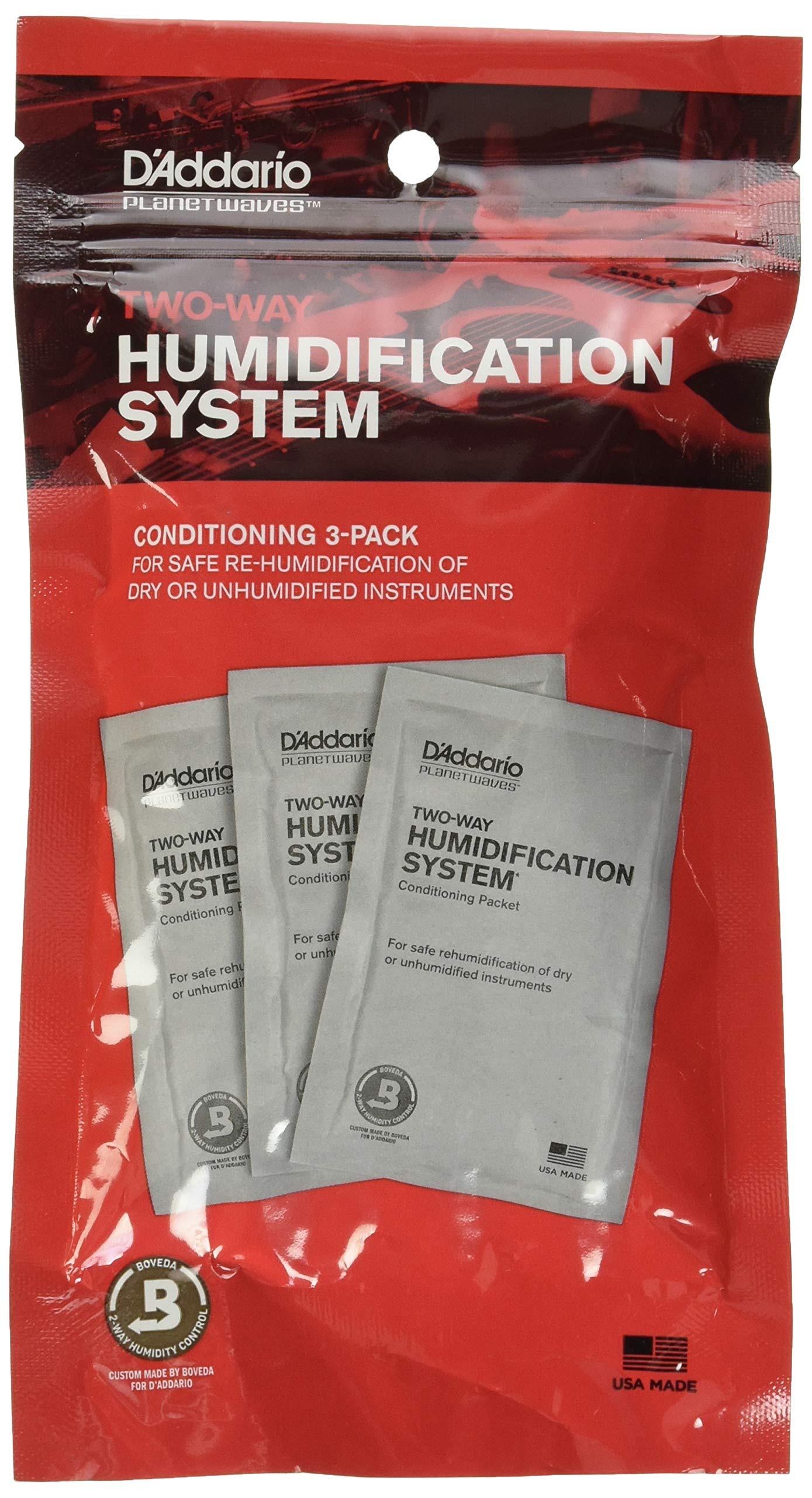 D'Addario Accessories D'Addario Guitar Humidifier Packs   Two Way Humidification System Conditioning Packets   For Restoring To Proper Guitar Humidification Level   3 Restore Conditioning Packets