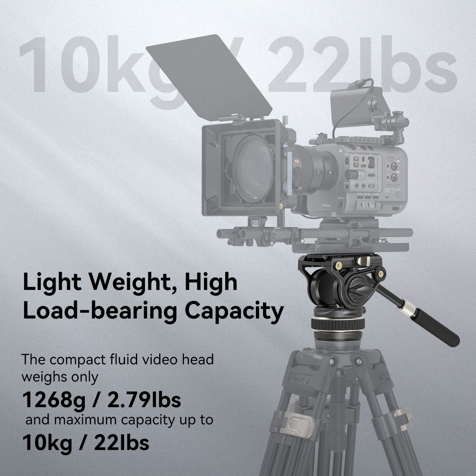 Smallrig Dh10 Heavy Duty Tripod Fluid Video Head With Flat Base And Adjustable Handle, Quick Release Plate For Manfrotto Video H