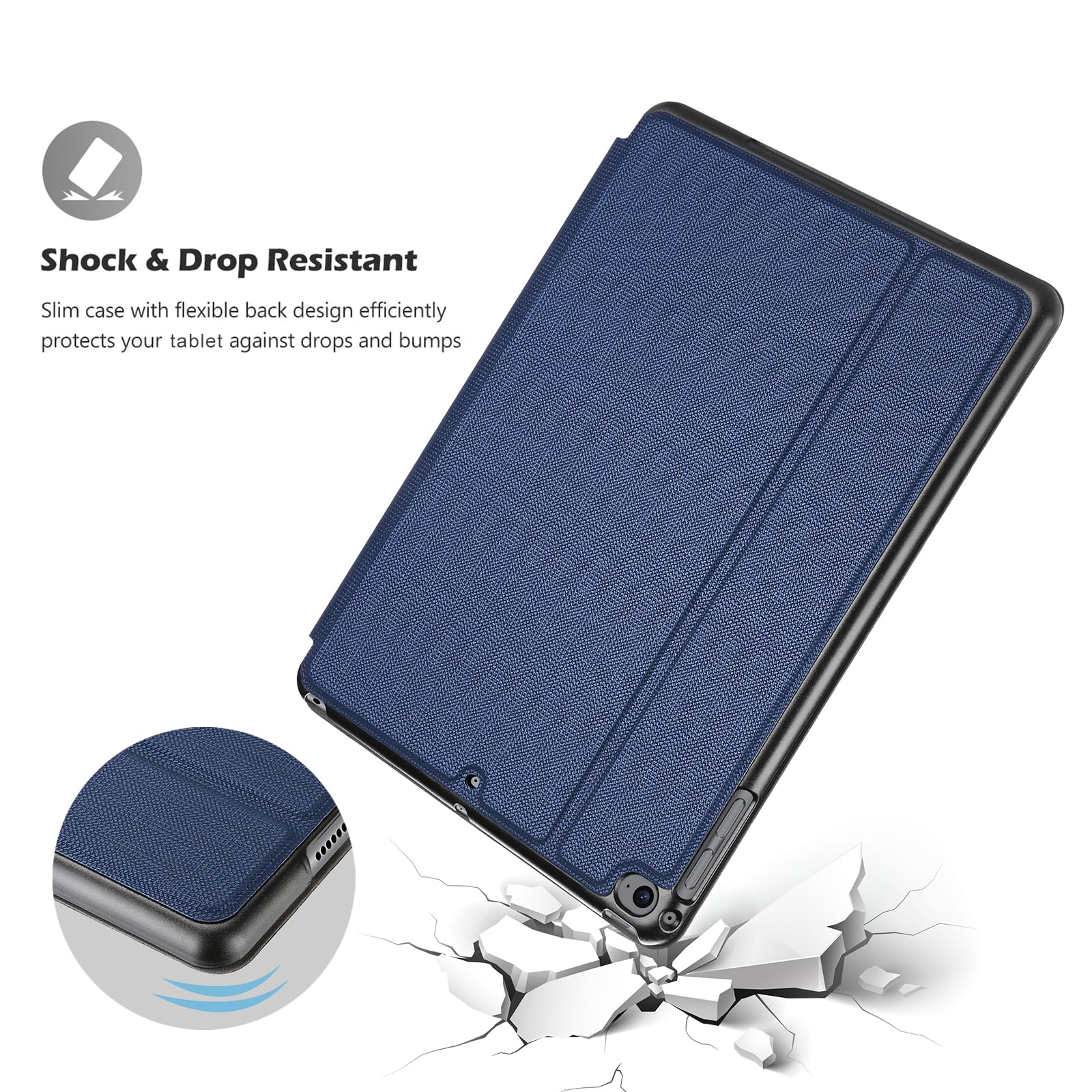 Procase Smart Cover For Ipad 9.7 (2018 & 2017, Old Model) / Ipad Air 2 / Ipad Air Case, Slim Stand Protective Folio Case For Ipad 9.7 Inch 5Th/6Th Generation, Also Fit Ipad Air 2 / Ipad Air  Navy