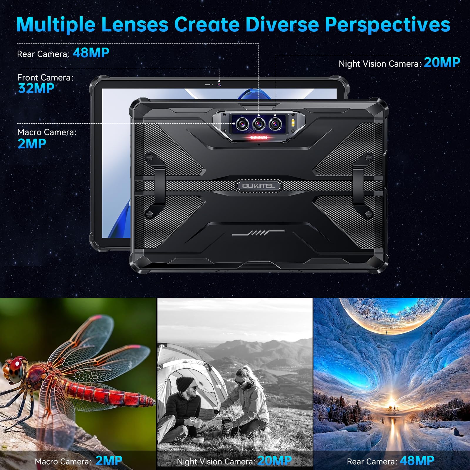 Oukitel Rt7 Rugged Tablet Android 13, 5G   32000Mah Battery Waterproof Tablet, 33W Fast Charging, 24Gb+256Gb Tablet Pc, 10.1'' F