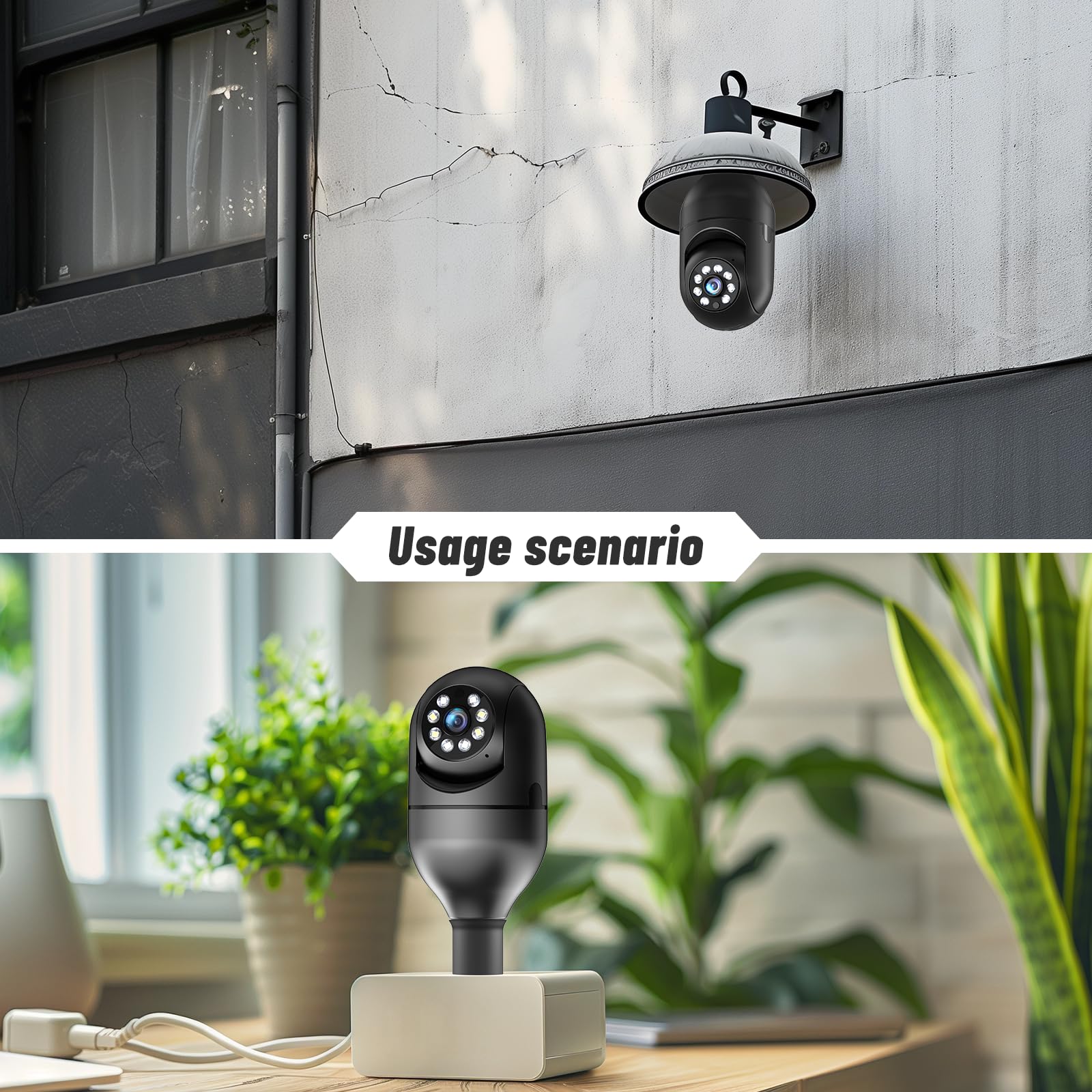Light Bulb Security Camera 5G Wifi 2K Light Socket Security Cameras Wireless Outdoor Eseecloud, 360 Screw In Sight Bulb Motion D