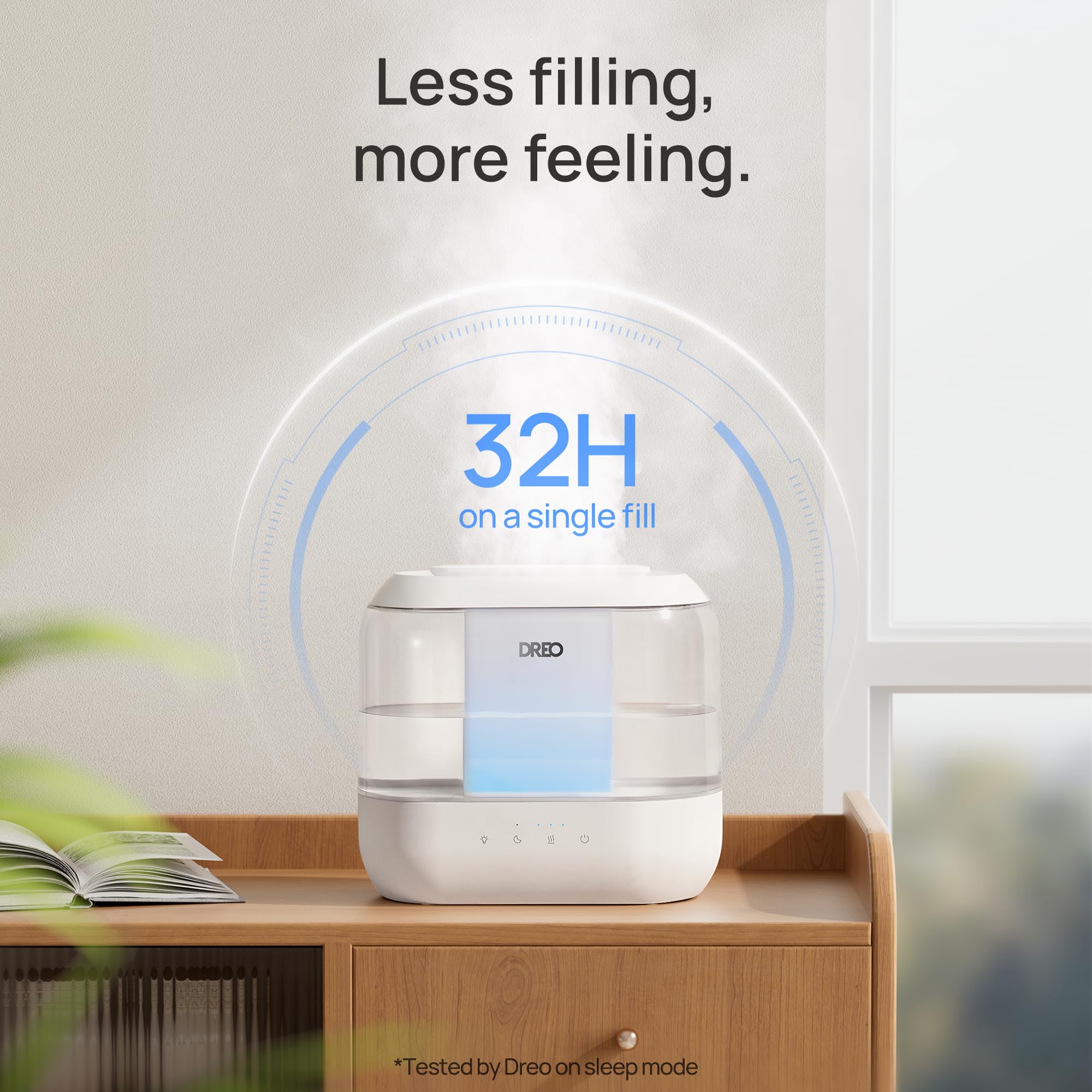 Dreo Humidifiers For Bedroom, Top Fill 4L Supersized Cool Mist Humidifier With Oil Diffuser And Nightlight, 32H Runtime, Quiet U