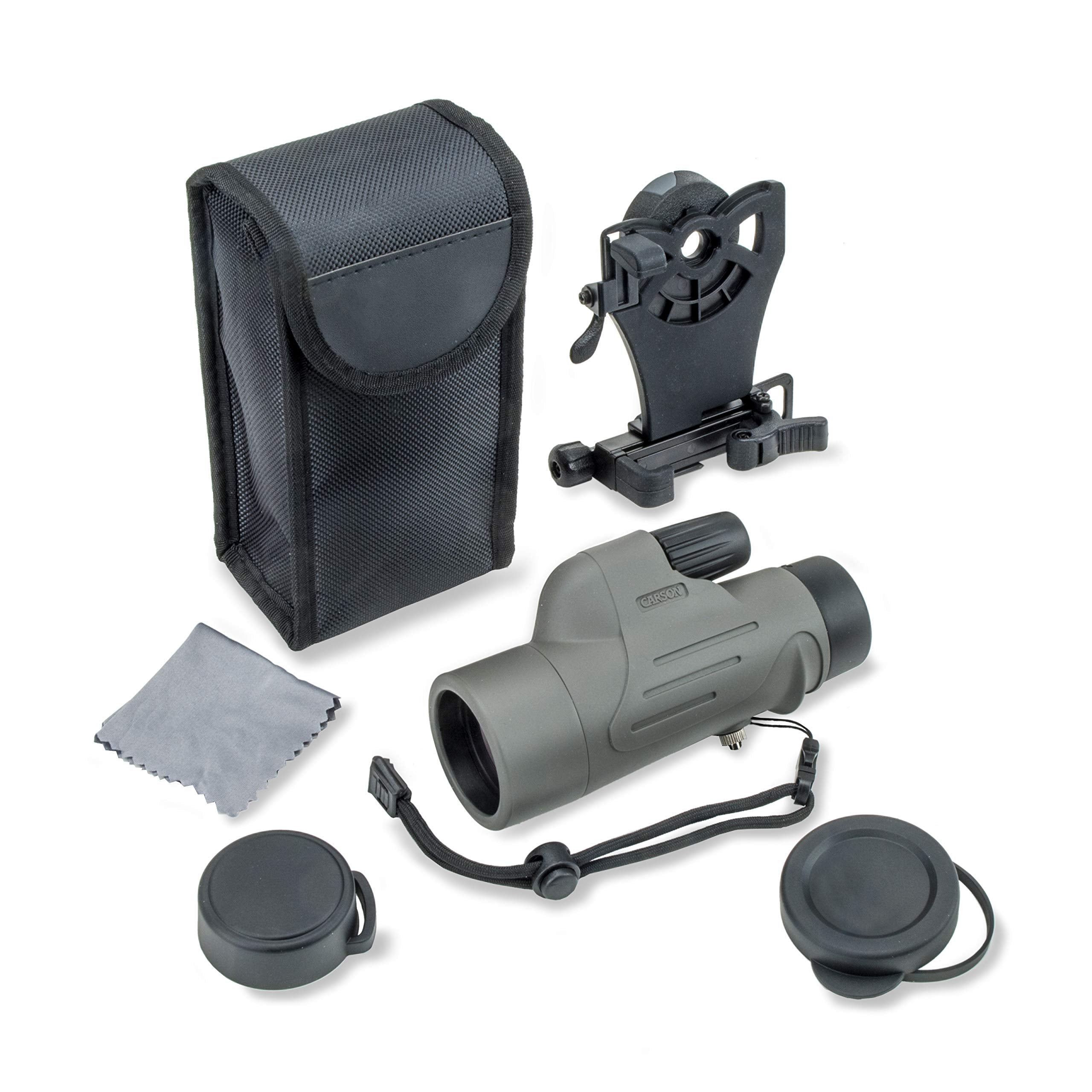 Carson Monopix Smartphone Digiscoping Adapter Bundle With 8X42Mm Waterproof Monocular For Hunting, Bird Watching, Sight Seeing,